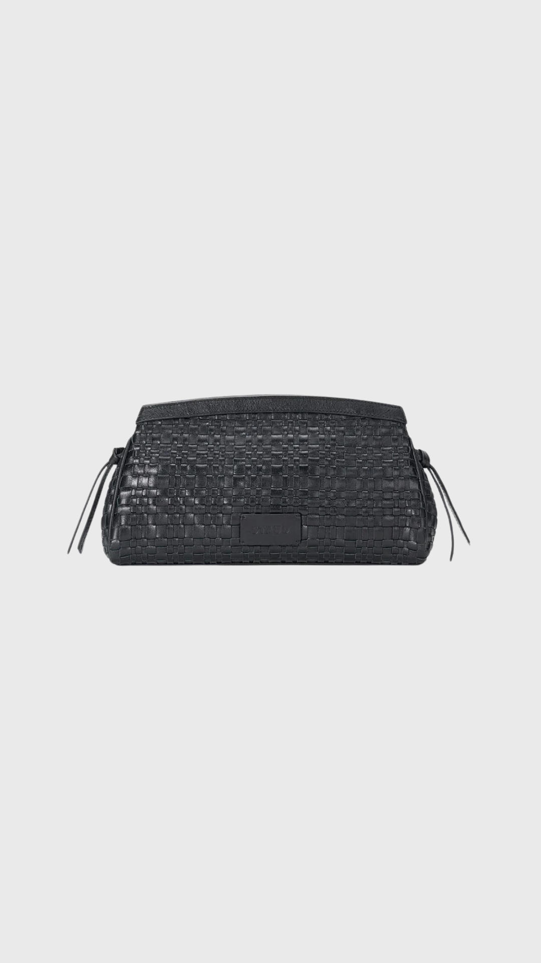 STAUD Maude Convertible Clutch in Black Woven