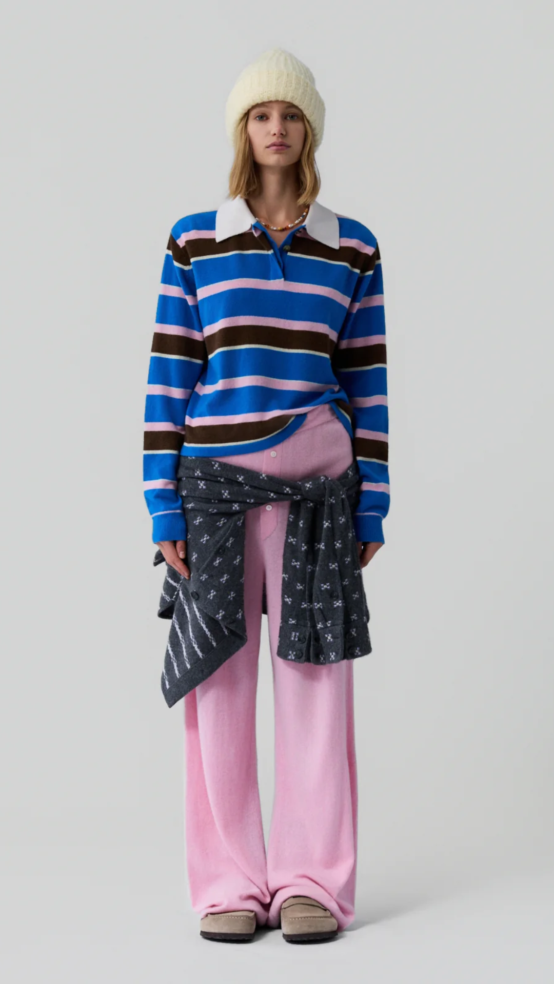 Guest in Residence Cropped Stripe Rugby Sweater in Twilight