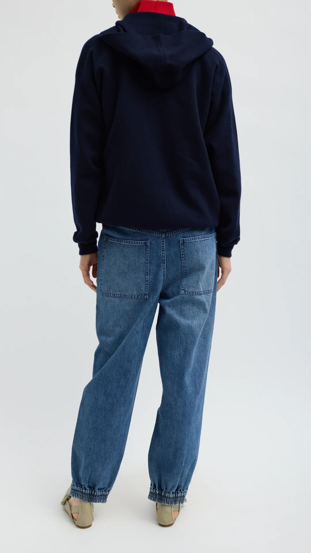 Tibi Zippered Denim Jogger in Classic Blue