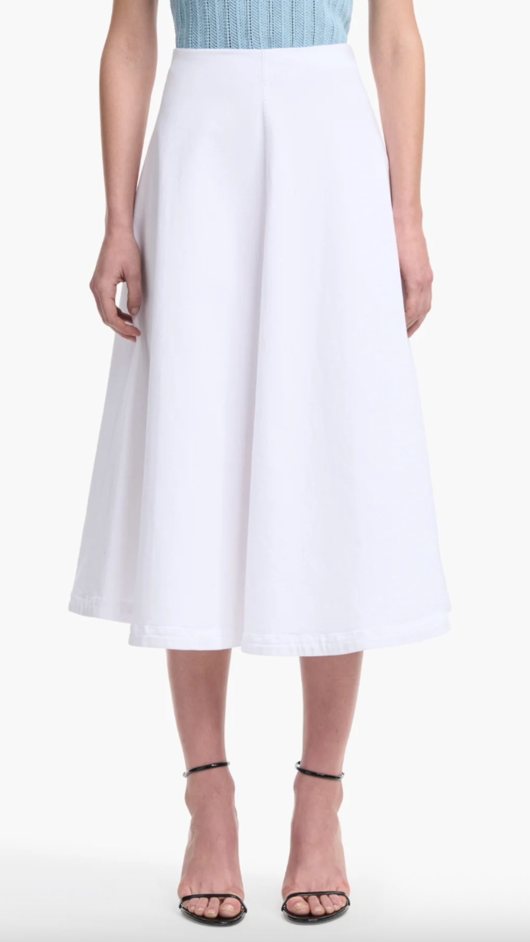 Altuzarra Varda Denim Skirt in Optic White