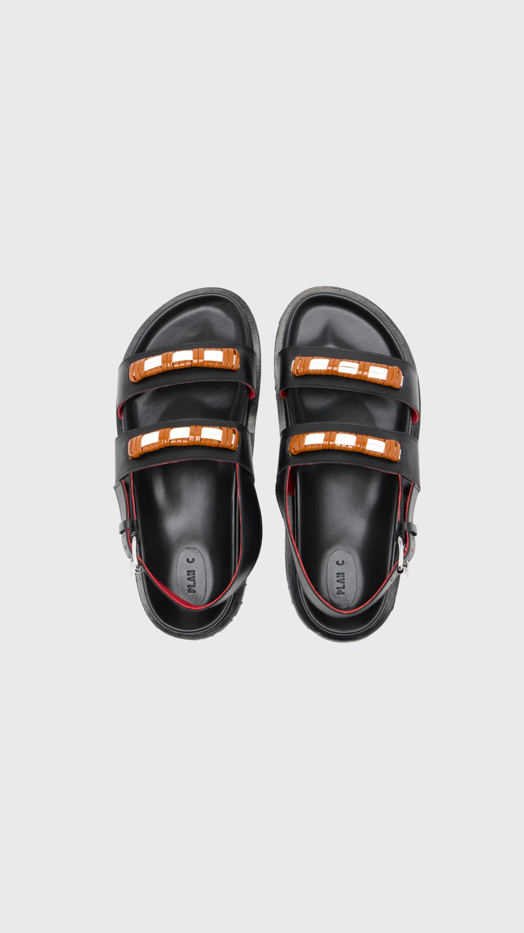 Plan C Bands Fussbet Flat Sandal in Black