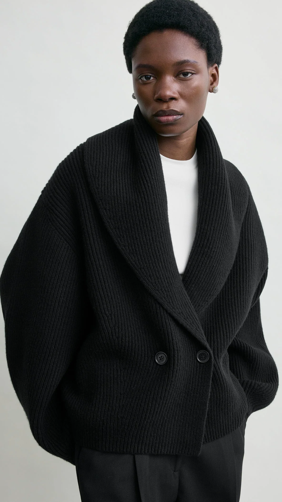 Toteme Shawl Lapel Cardigan in Black