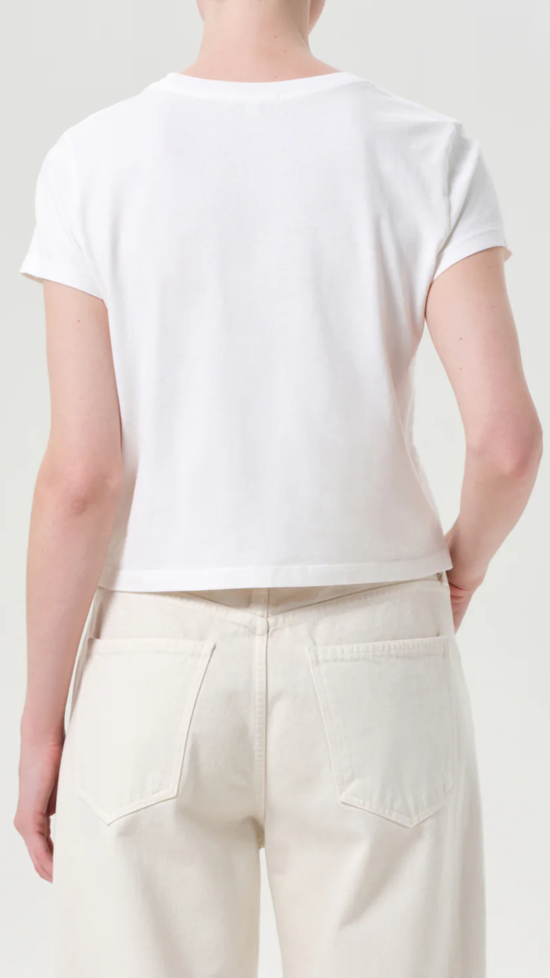 Agolde Adine Shrunken Tee in White Ash