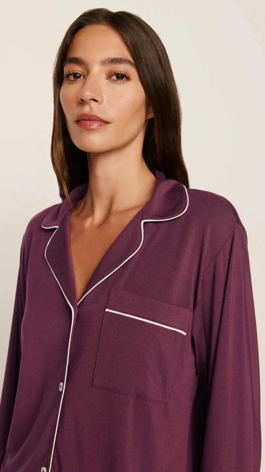 Eberjey Gisele Long PJ Set in Wildberry/Ivory