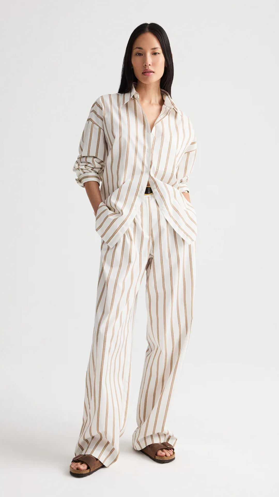 TWP Something Borrowed Shirt in White/Khaki