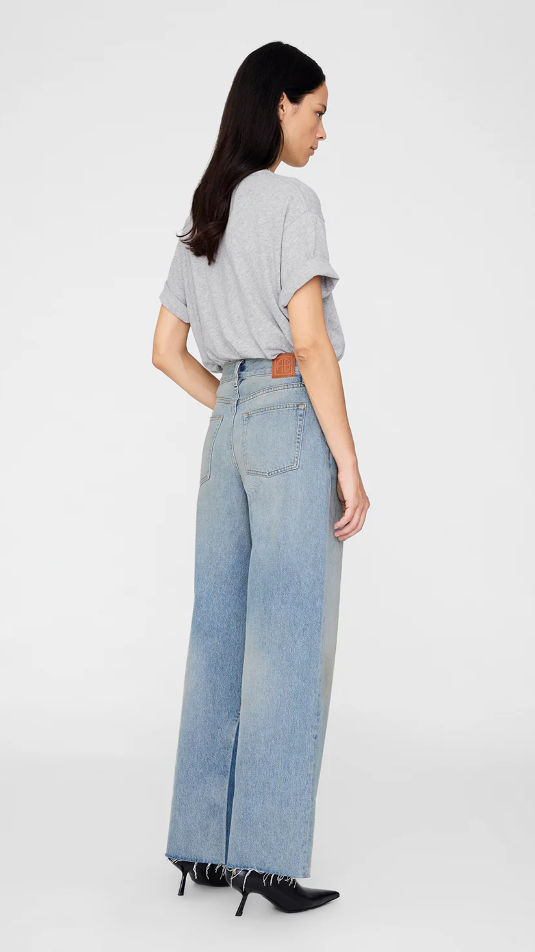 Anine Bing Cohen Los Angeles Stencil Tee in Grey Melange