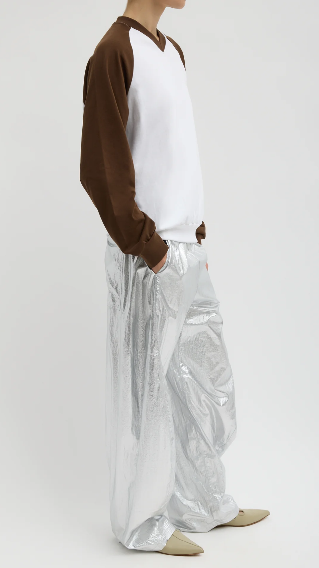 Tibi Perfect T-Shirt Vintage Sweatshirt in Brown Multi