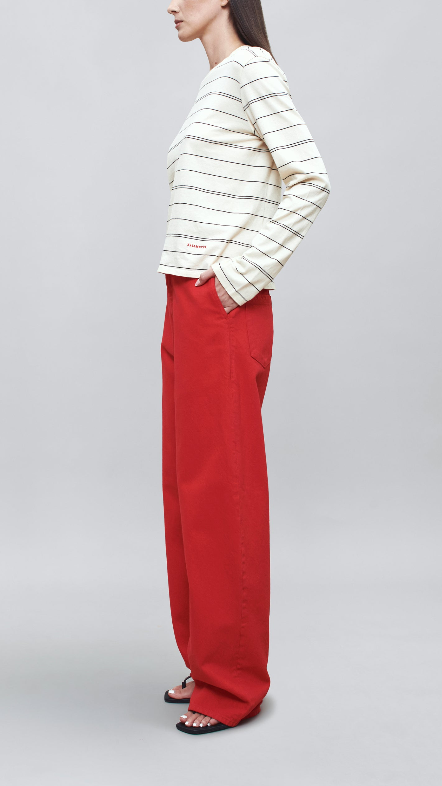 Kallmeyer Wynn Long Sleeve in Ivory & Black Multi Stripe