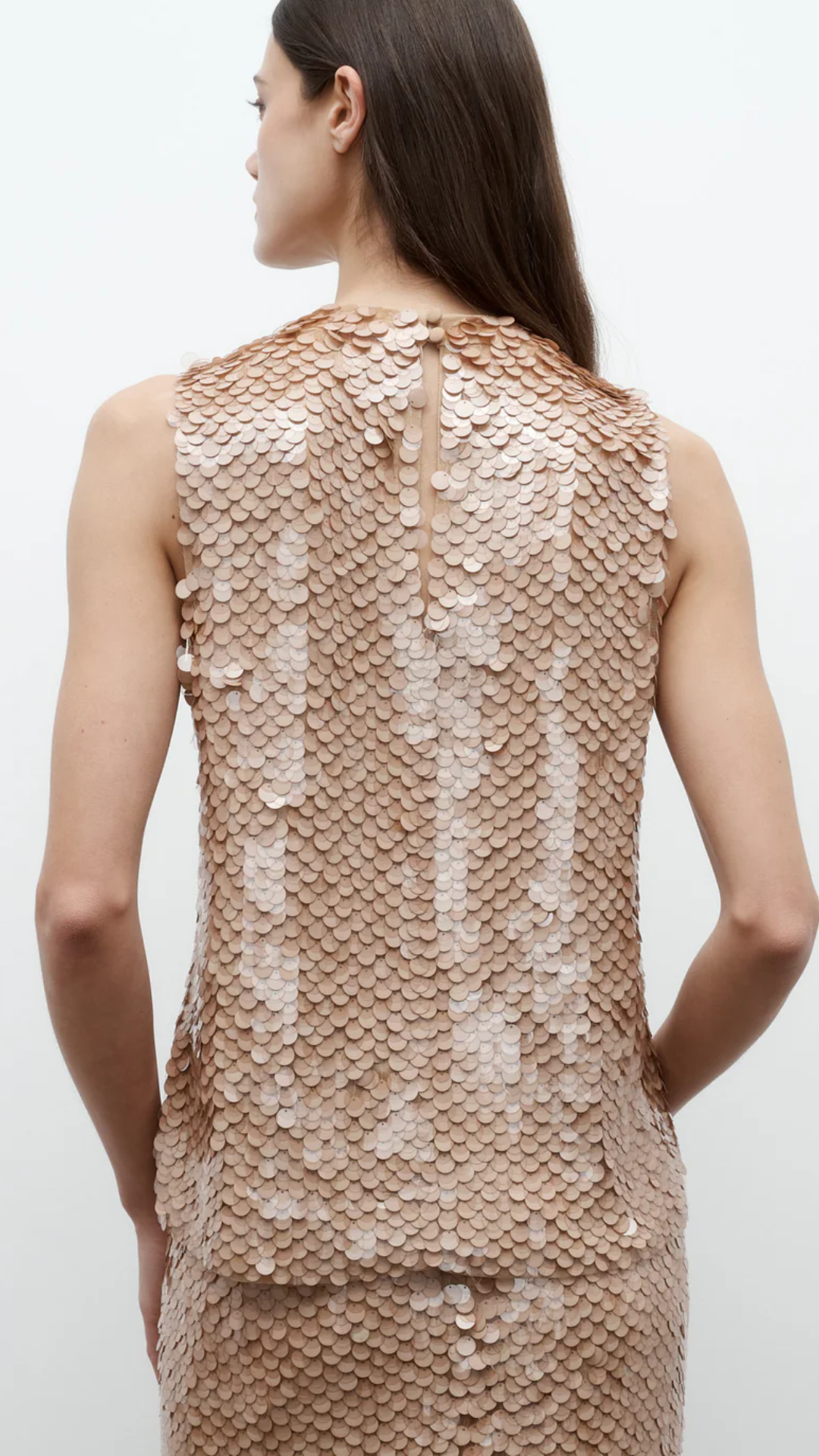 TWP Paillette Shell Tank in Nude