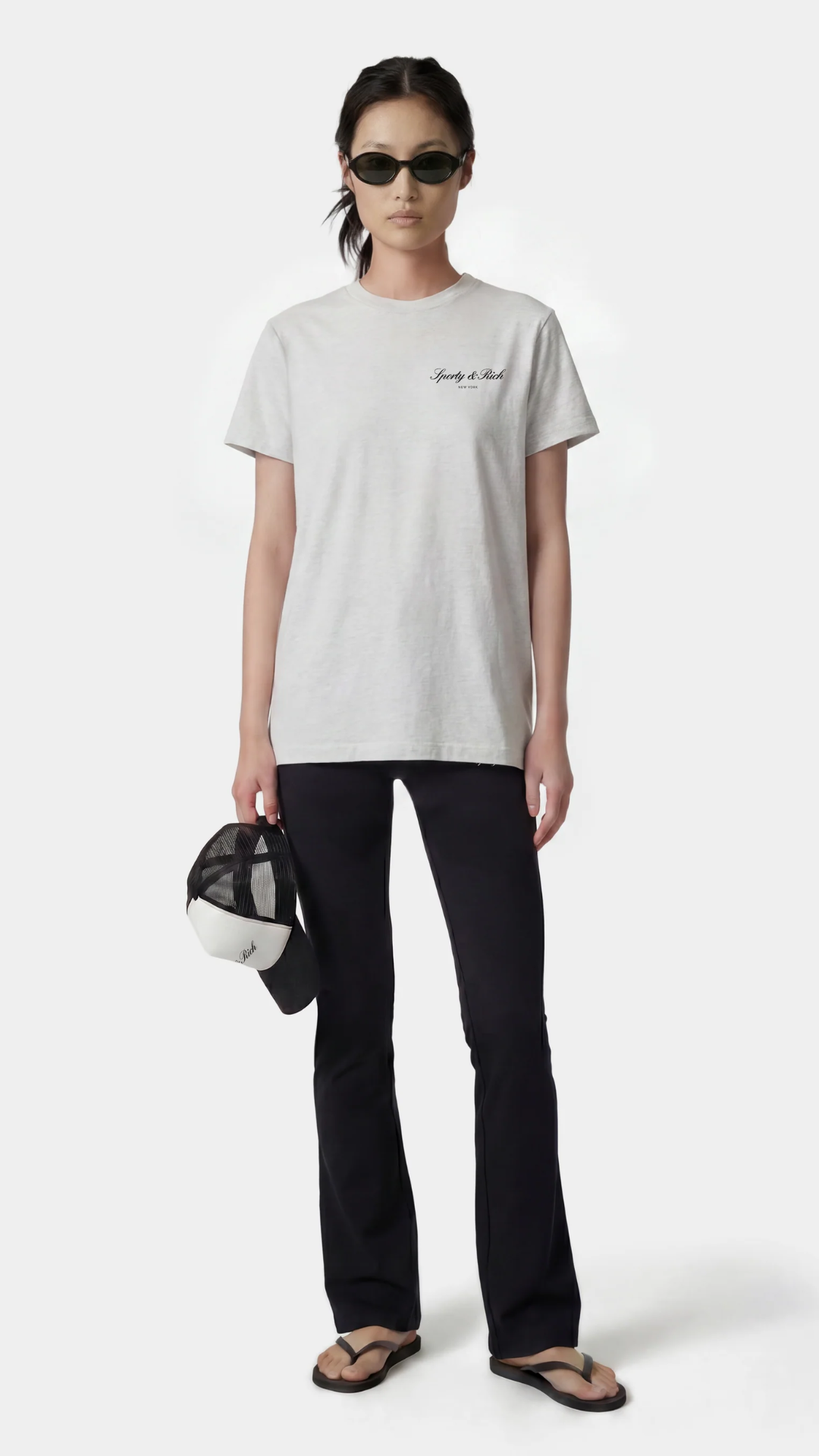 Sporty & Rich Signature NY T-Shirt in Heather Gray