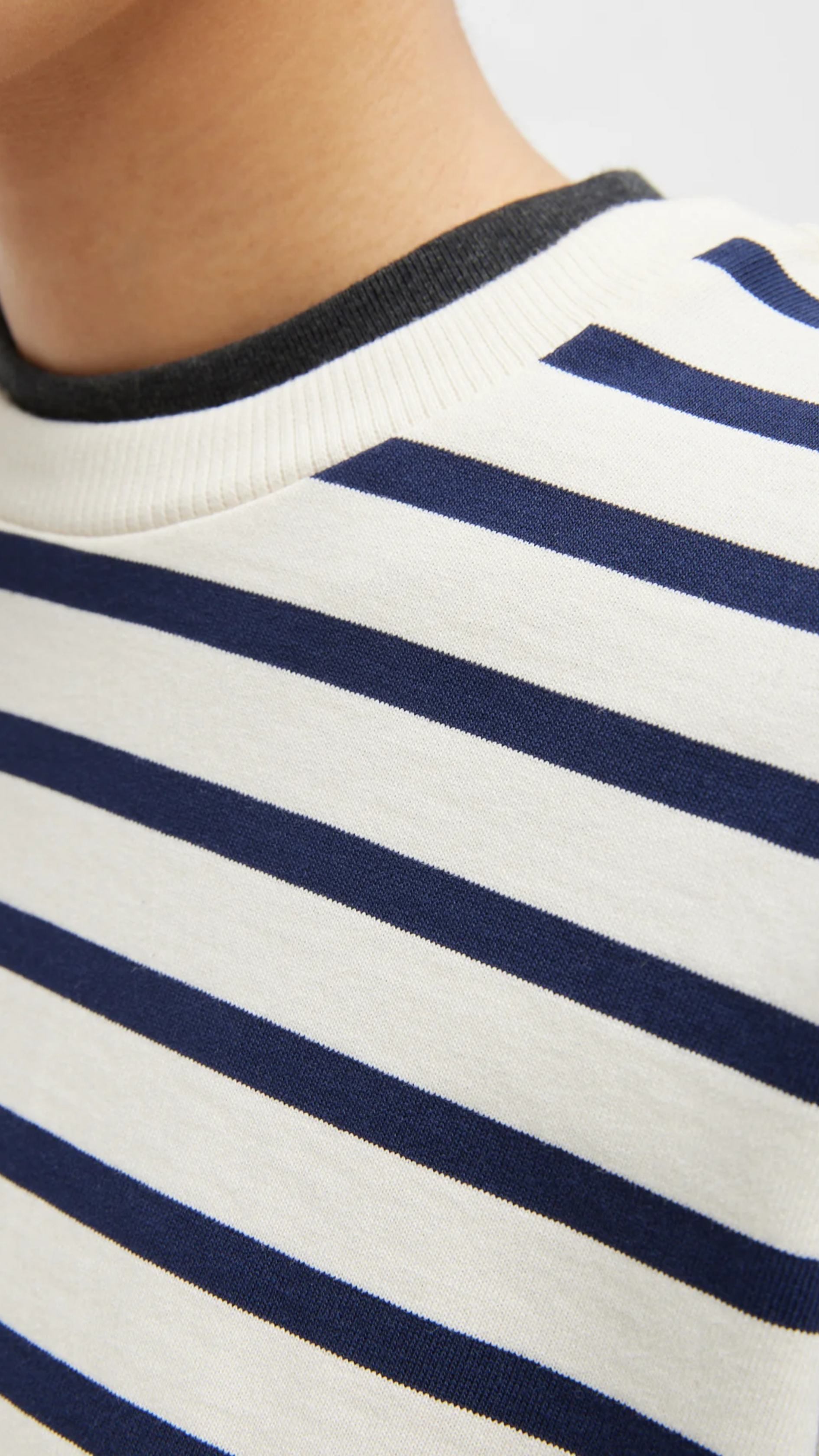 Tibi Striped Perfect Long Sleeve T-Shirt in Navy Multi