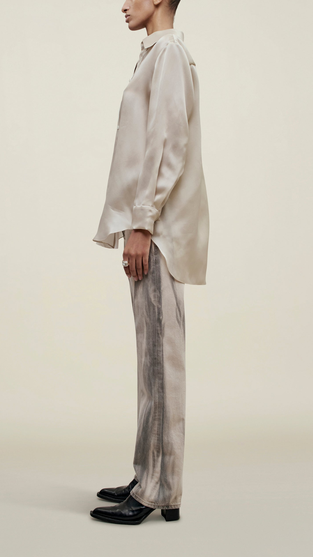 Kallmeyer Dani Organza Button Down Shirt in Fawn