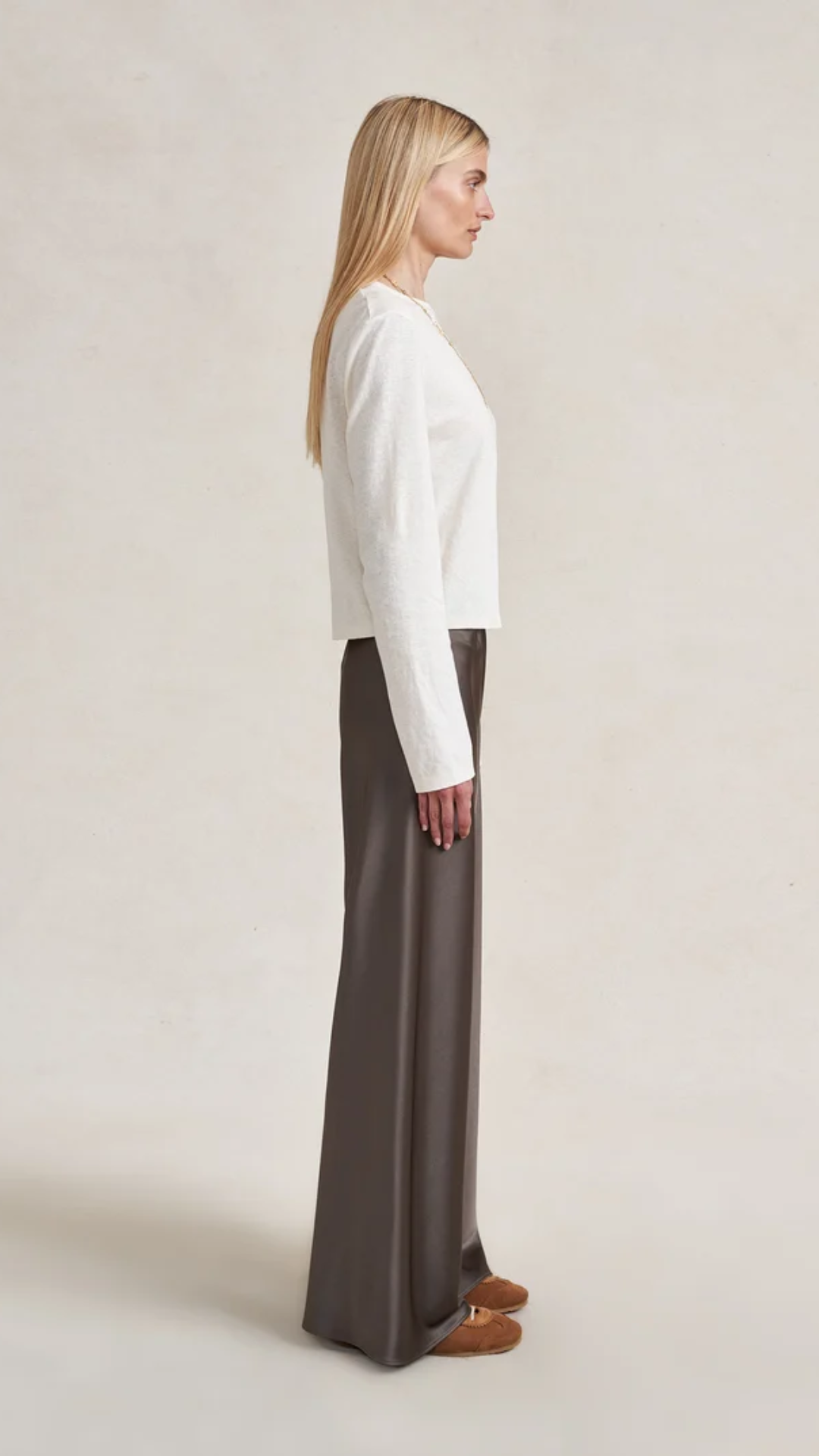 La Ligne Satin Colby Pant in Taupe