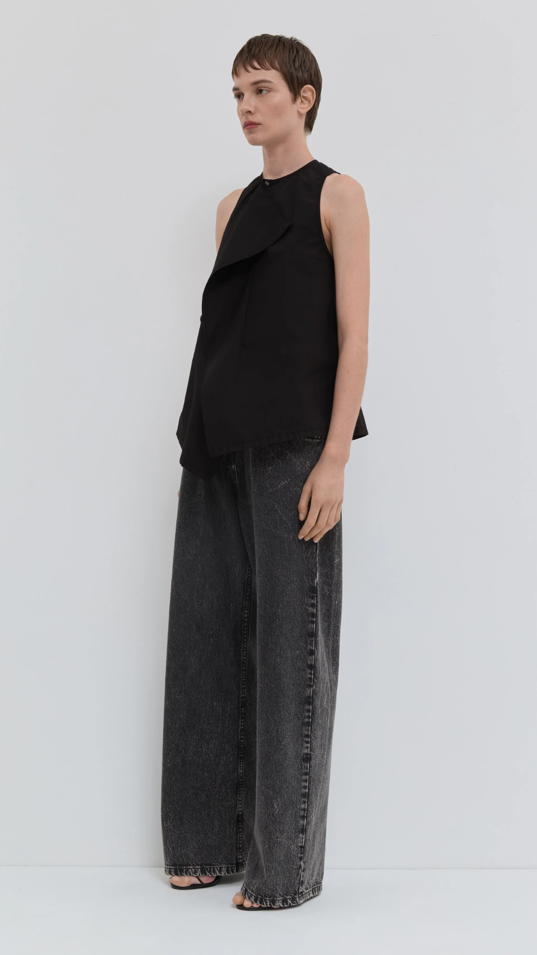 Christian Wijnants Tilos Sleeveless Top With Ruffle in Black