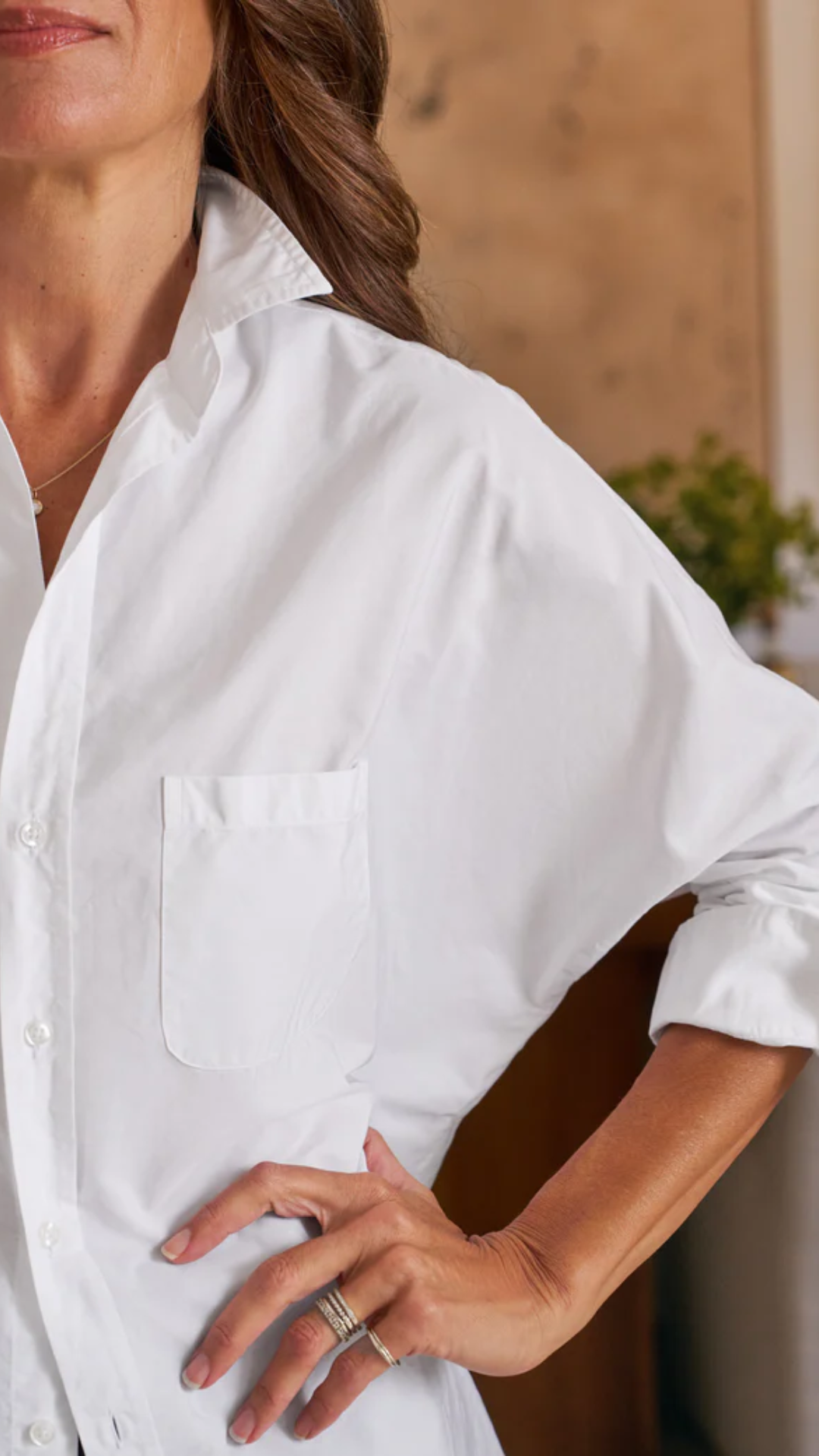 Frank and Eileen Oona Continuous Button Up Shirt in White
