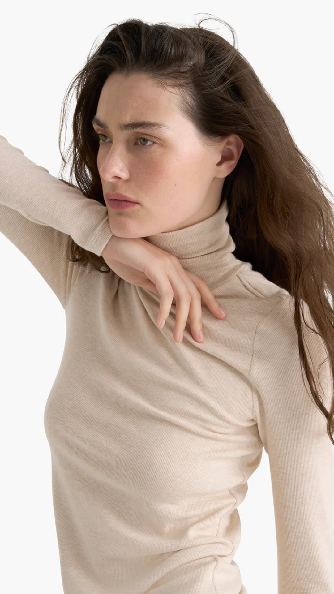 ATM Heathered Modal Rib Turtleneck in Wheat