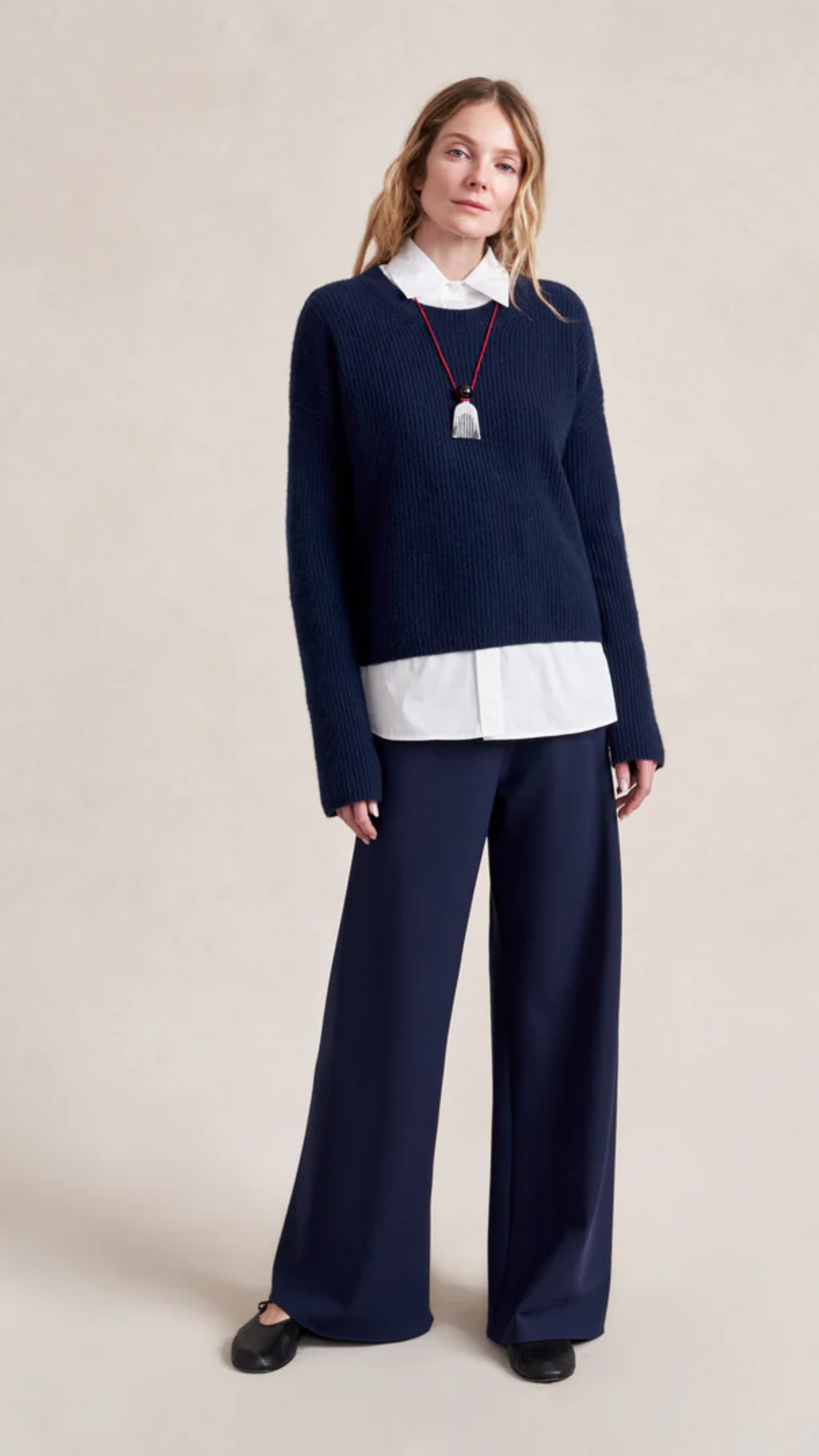 La Ligne Cotton Poplin Colby Pant in Navy