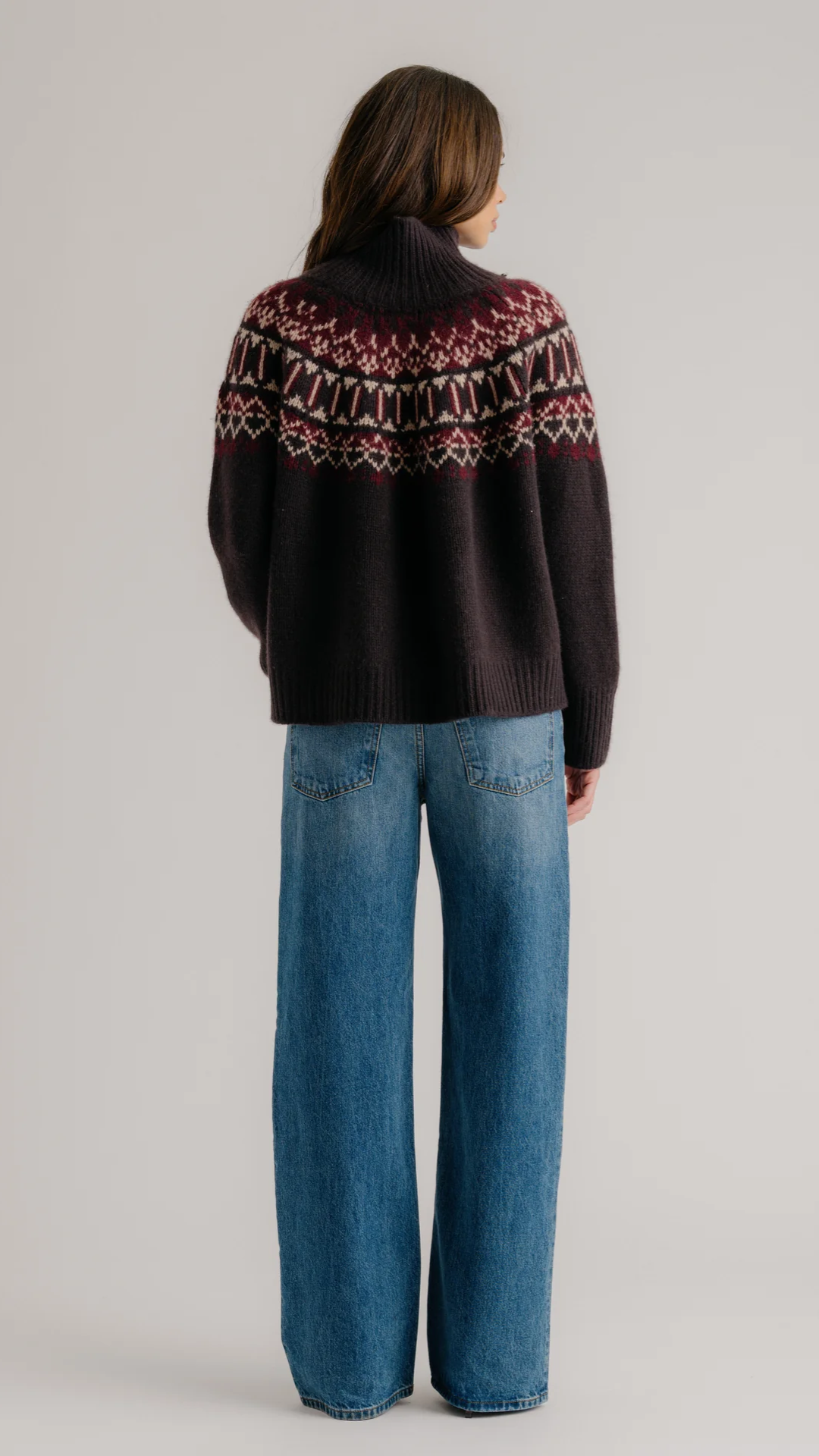 Sablyn Scottie Slouchy Fairisle Mock Neck Sweater in Oaktree