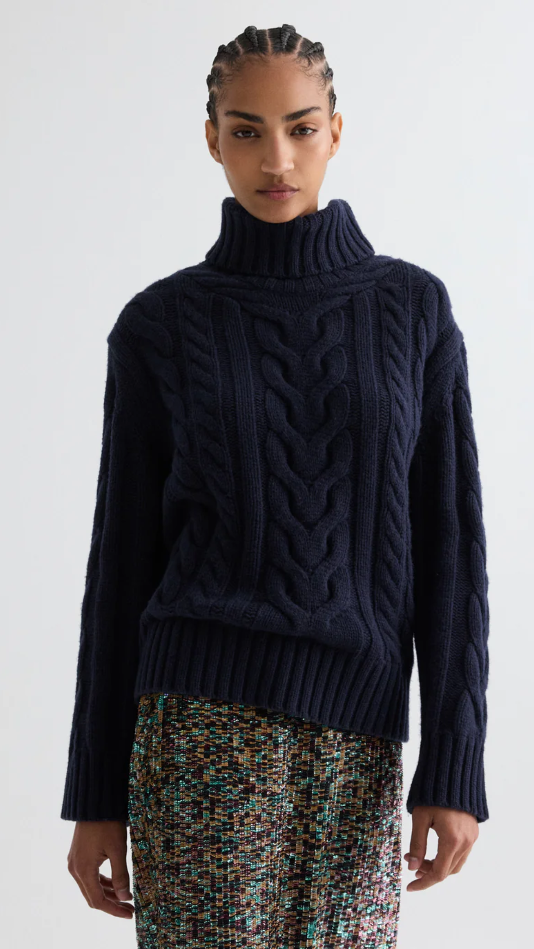 TWP Traveling T Neck Sweater in Midnight