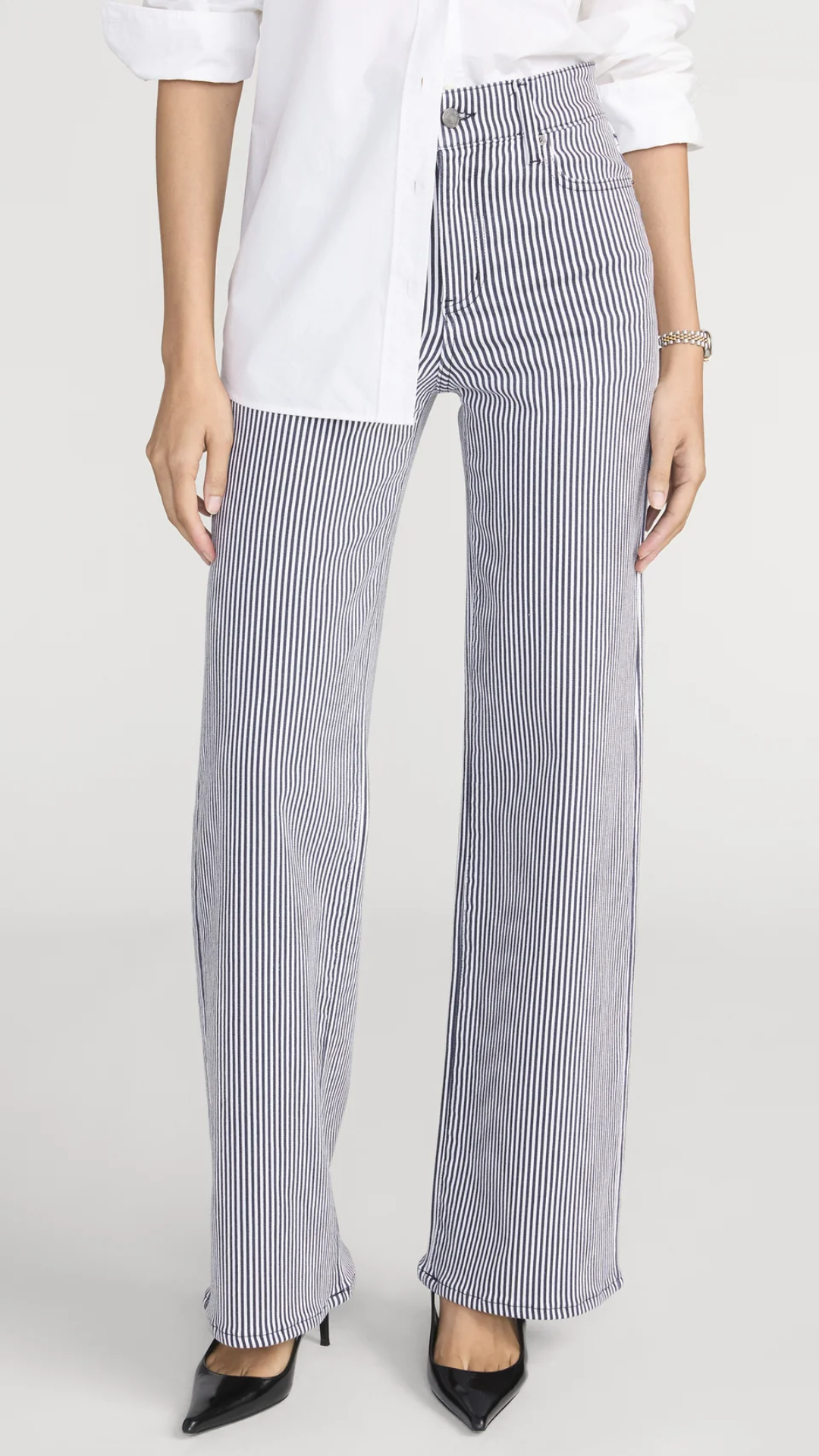 Frame Le Slim Palazzo Jean in Navy Stripe