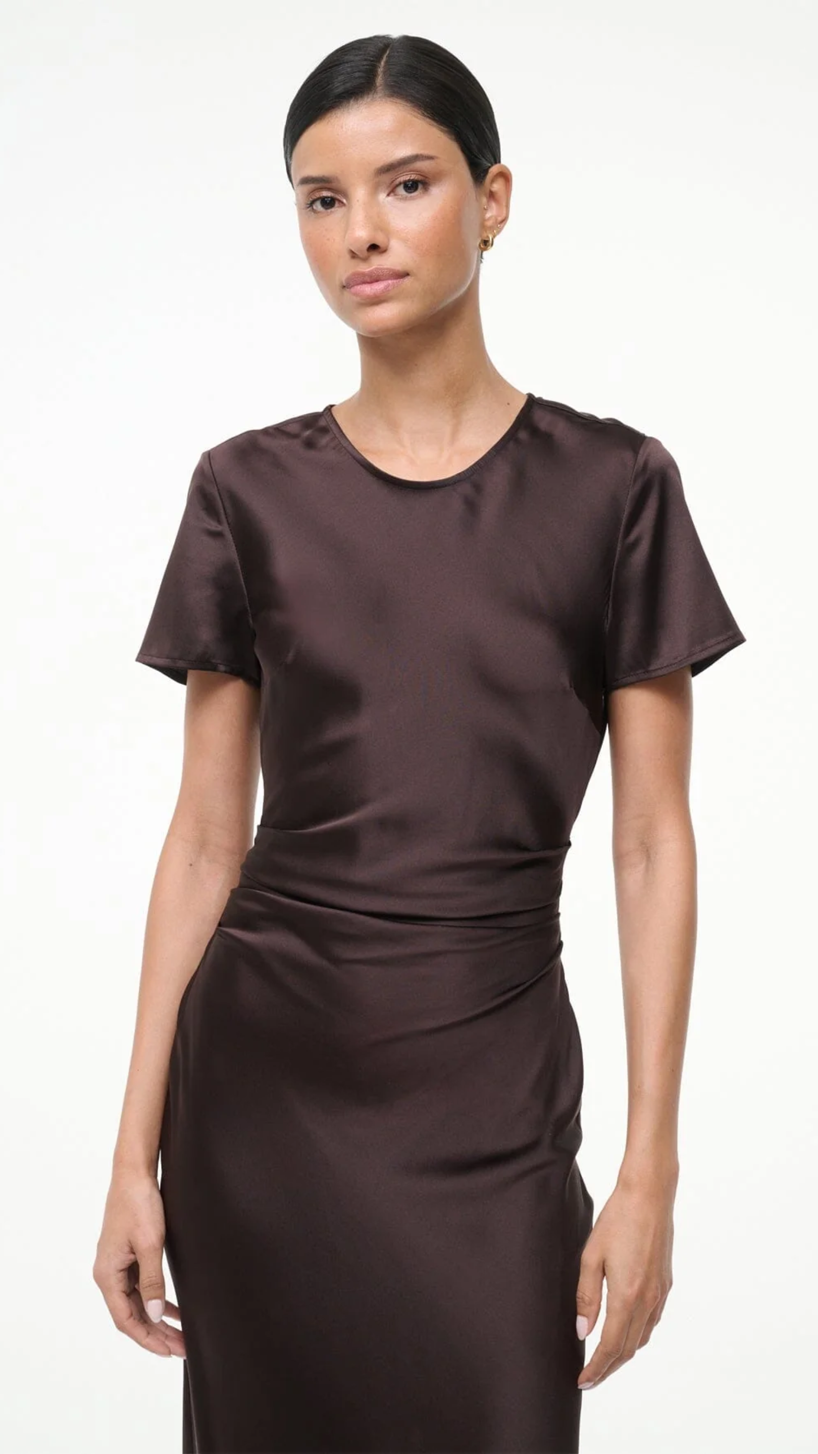 Staud Marcel Silk Dress in Earth