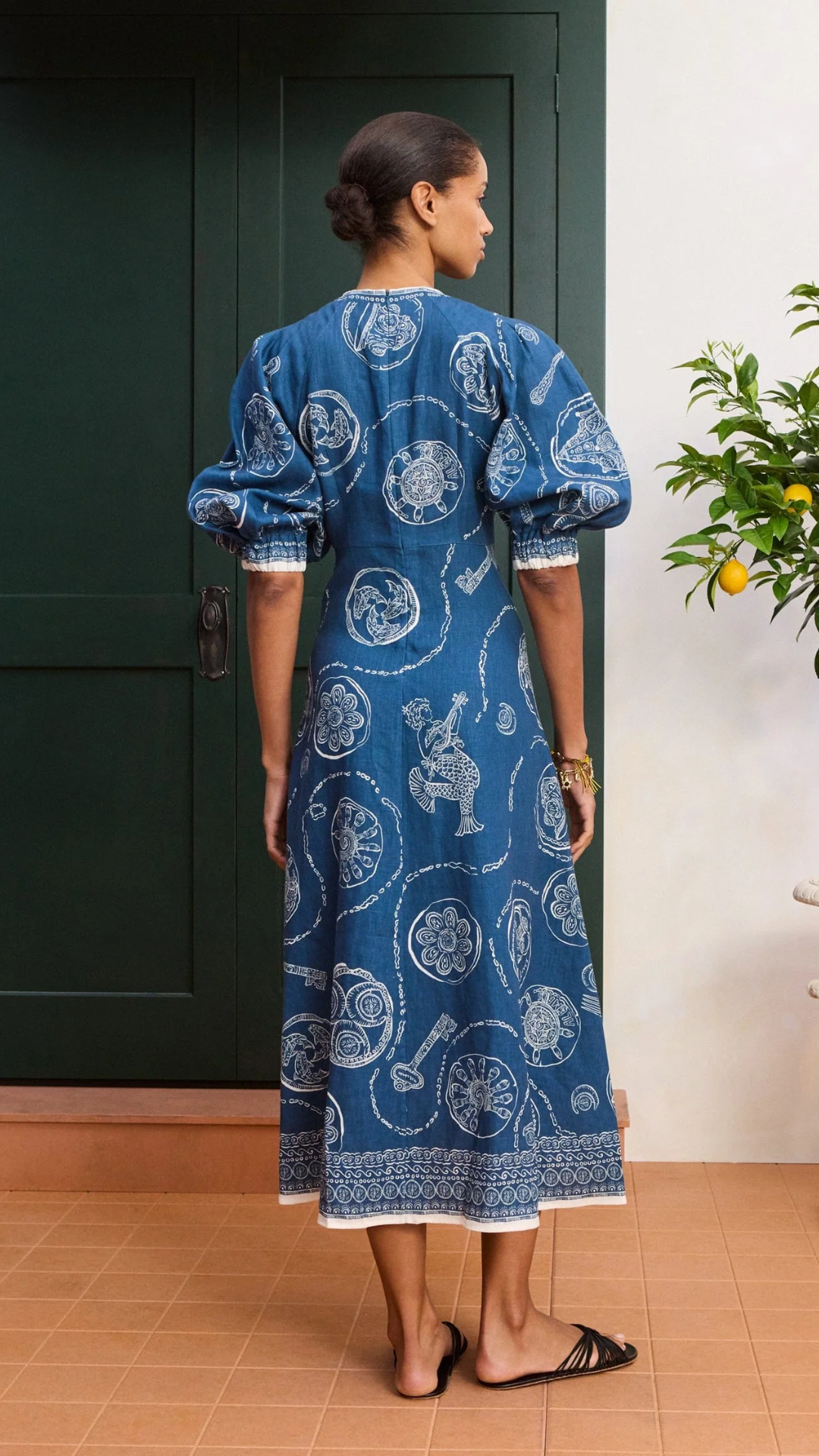 ALÉMAIS Lucky Midi Dress in Blue