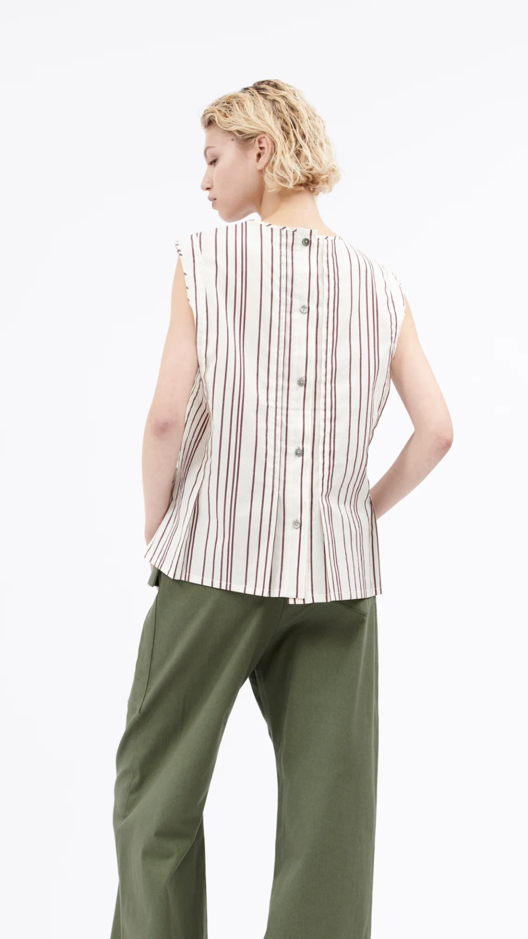 Odeeh Stripe Top in Burgundy