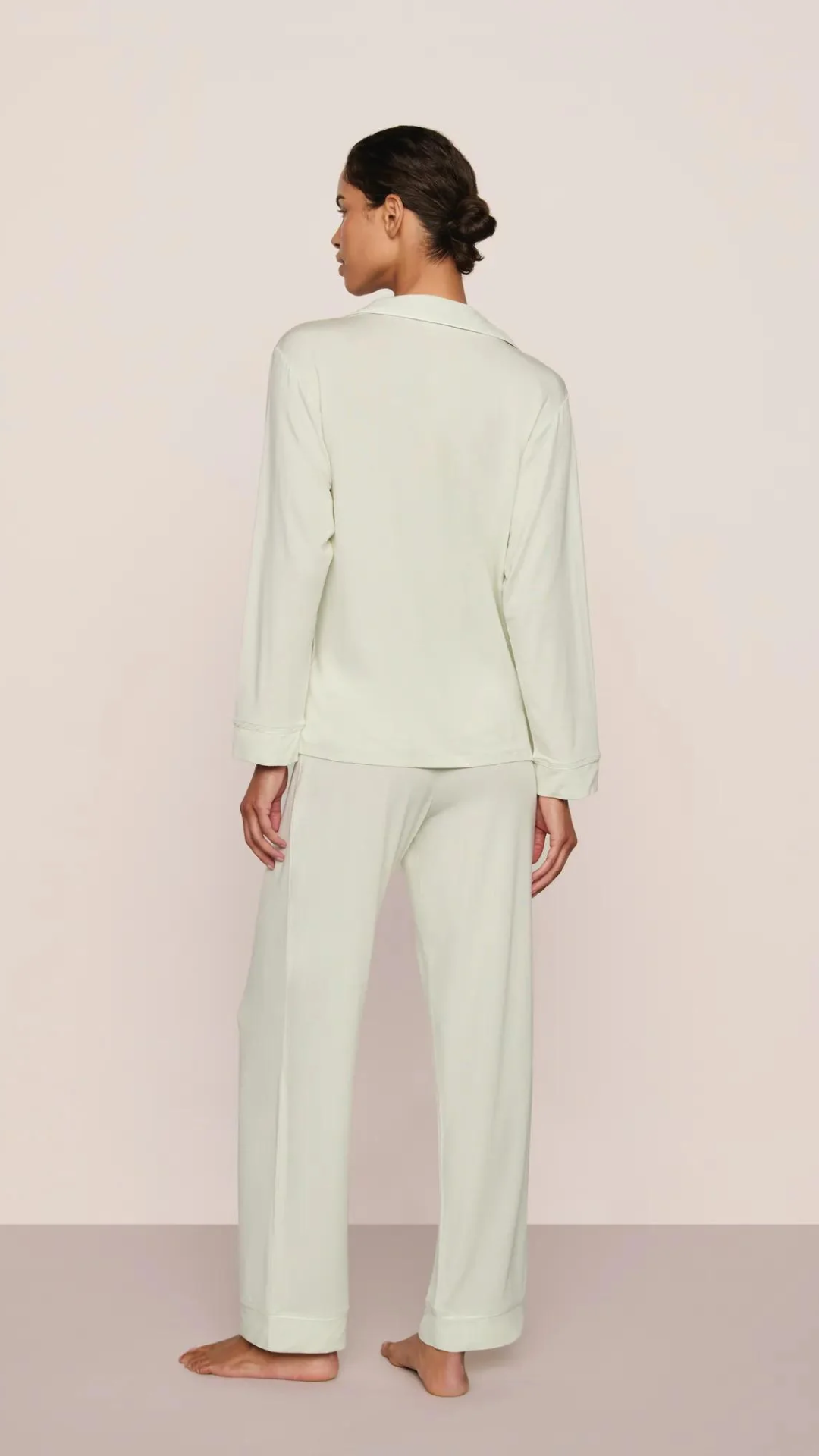 Eberjey Gisele Long PJ Set in Seafoam/Ivory