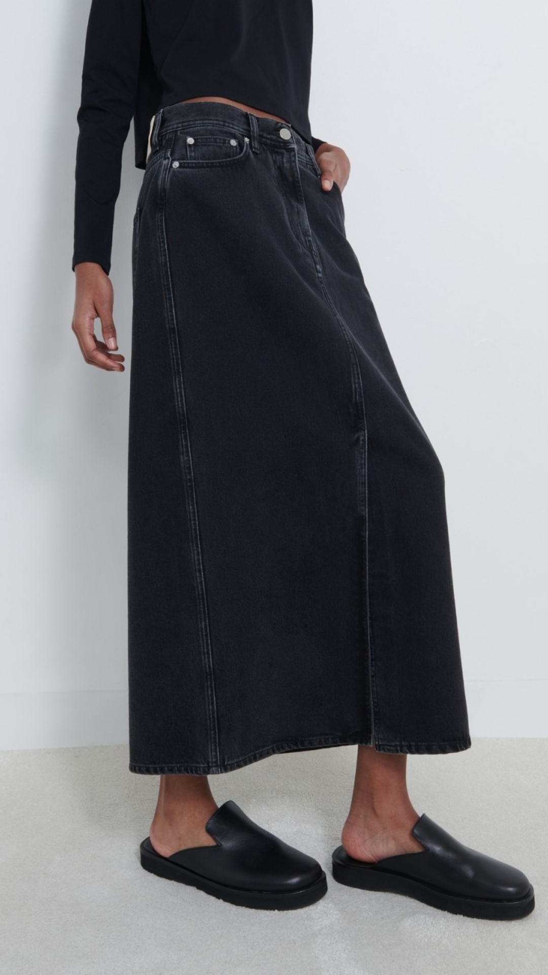Loulou Studio Denim Long Skirt