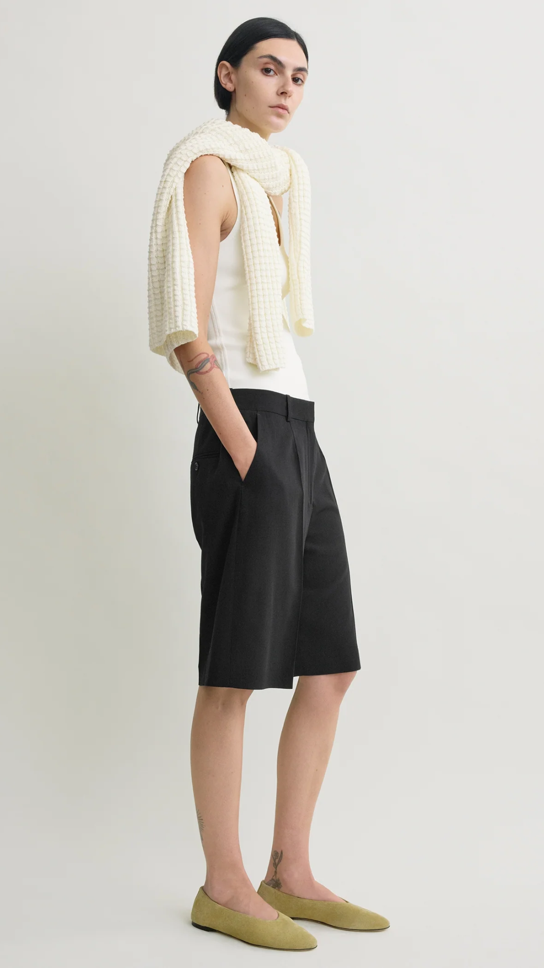 Toteme Wide Fluid Shorts in Black