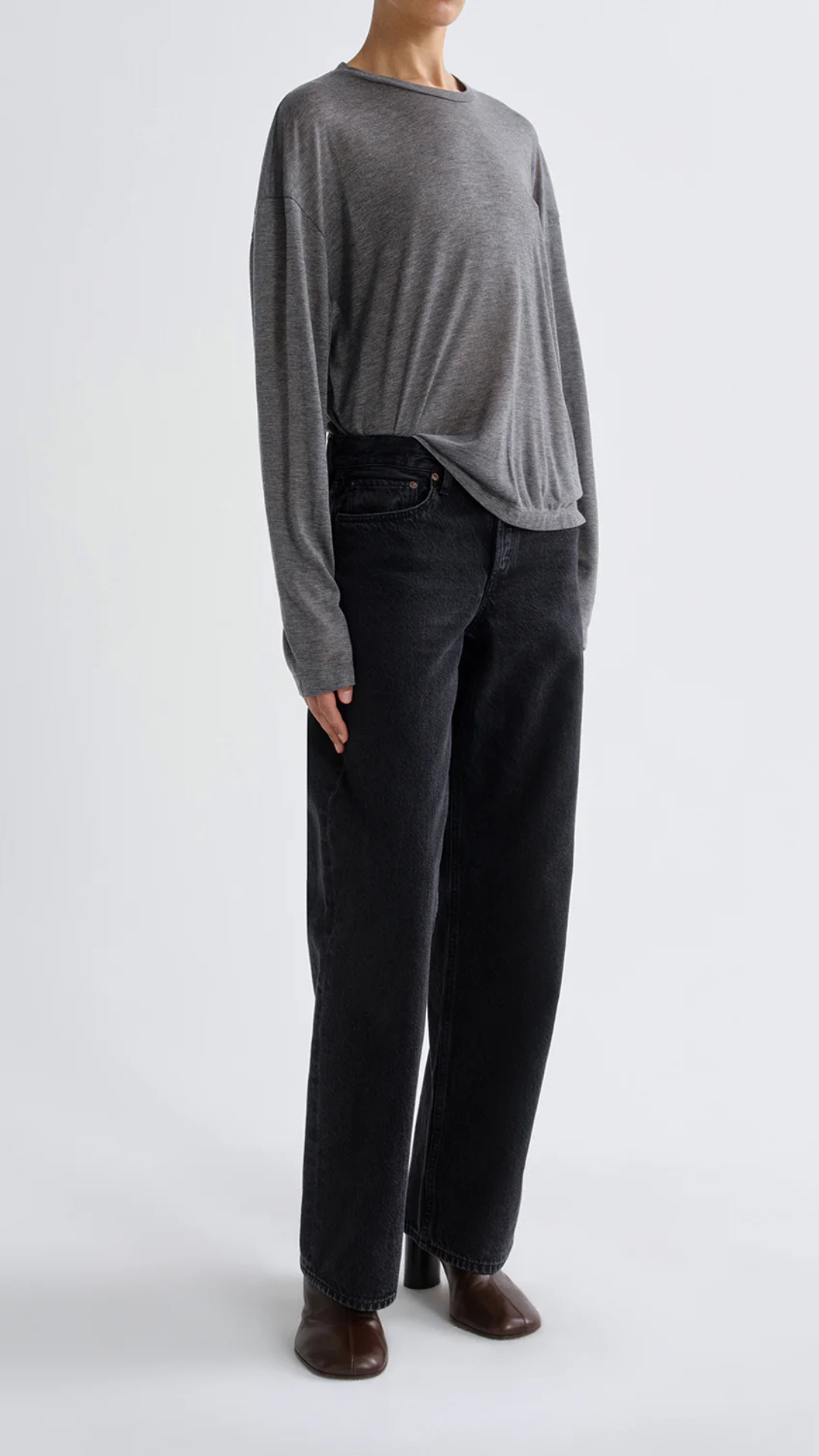 Agolde Sasha Tee in Grey Heather
