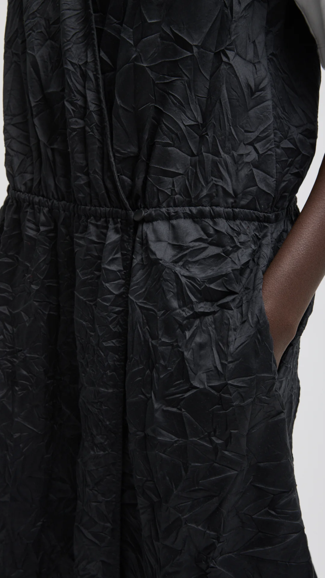 Tibi Tech Crush Wrap Dress in Black