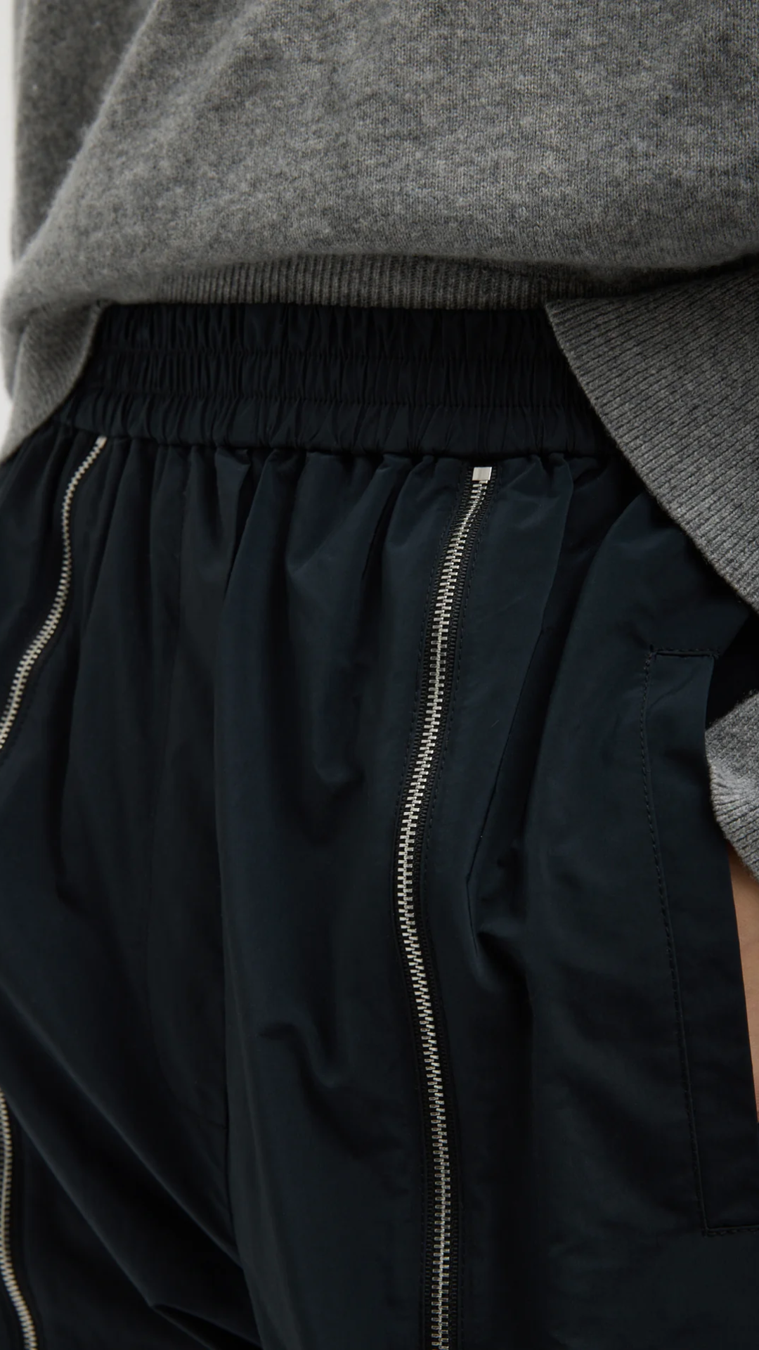 Tibi Nylon Zipper Jogger in Black