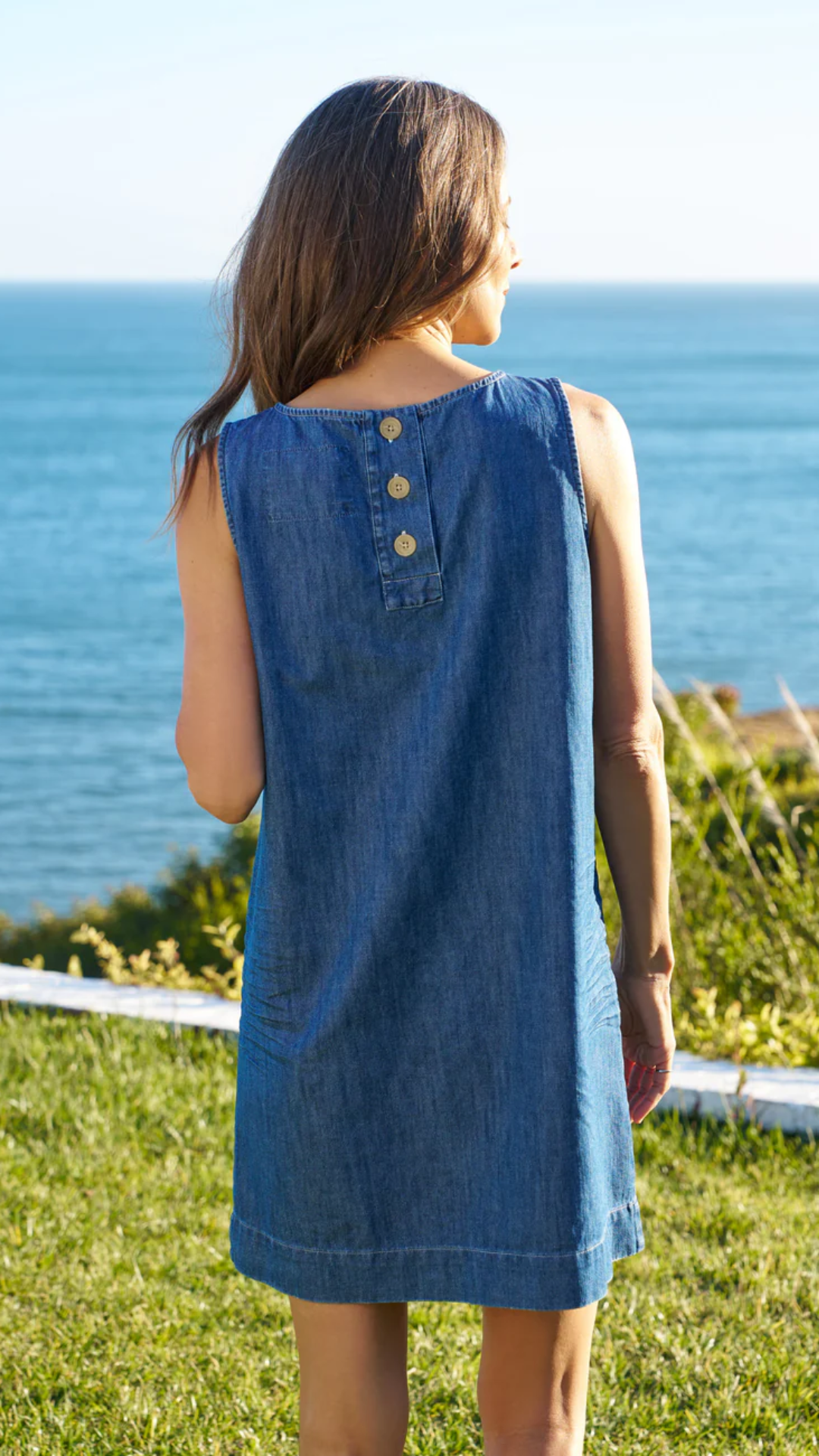 Frank & Eileen Sheila Shell Dress in Distressed Indigo Wash