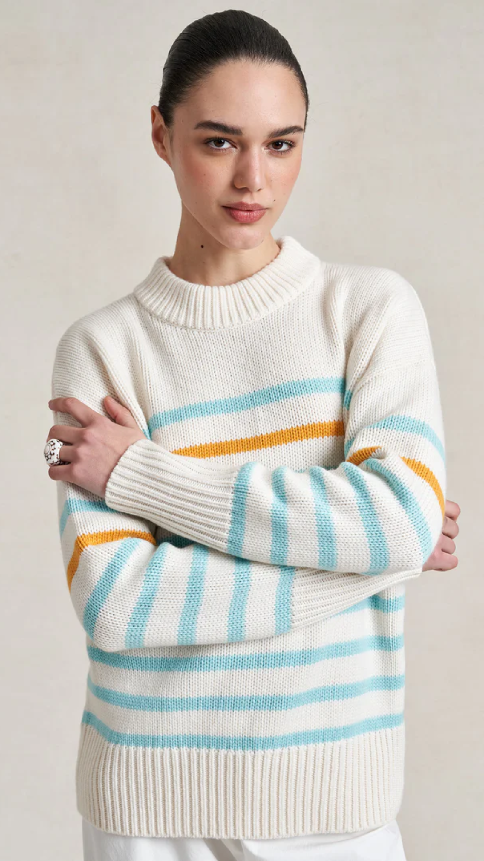 La Ligne Marin Sweater in Ivory Aqua