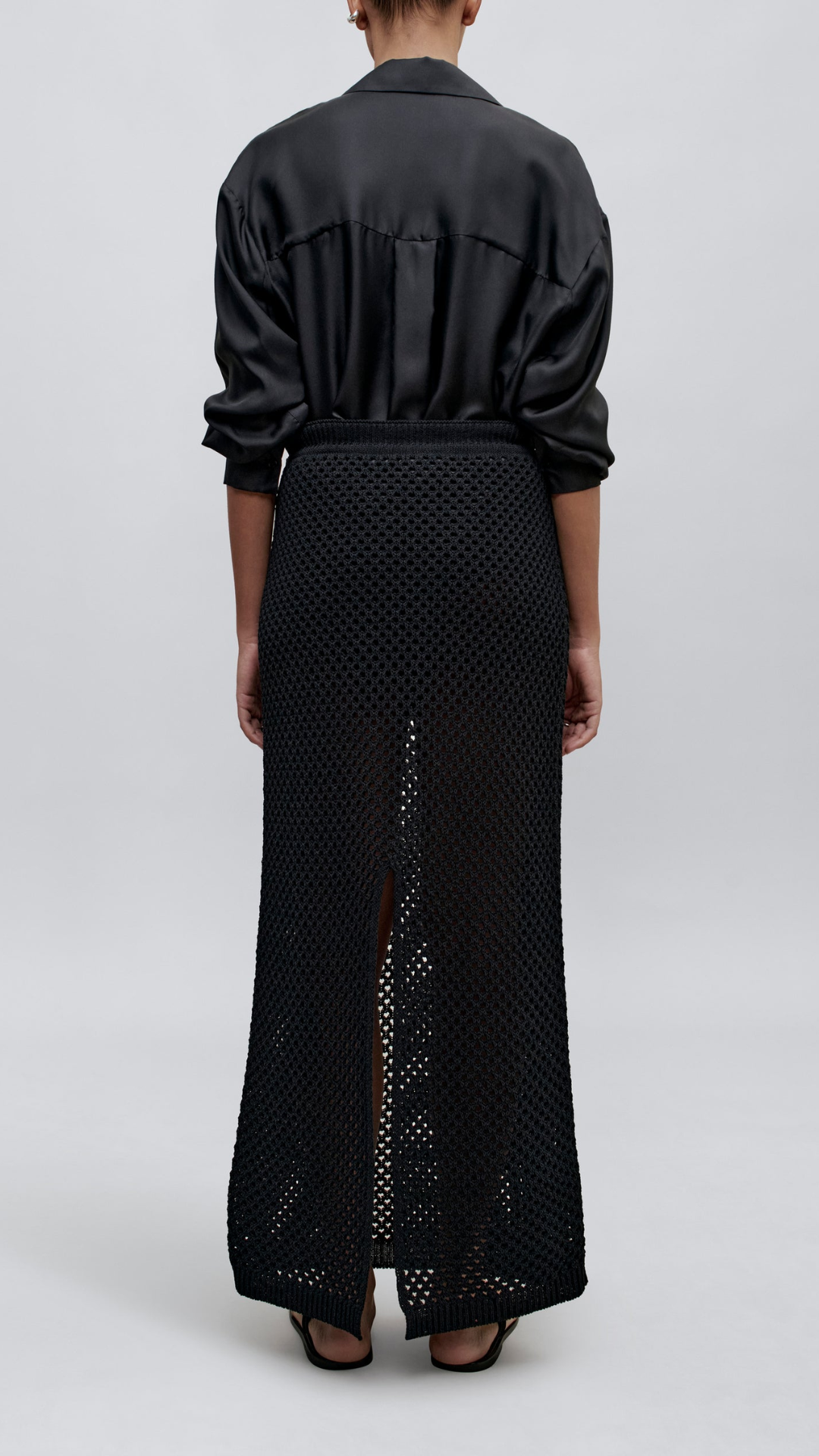 Kallmeyer Regina Drawstring Crochet Skirt in Black
