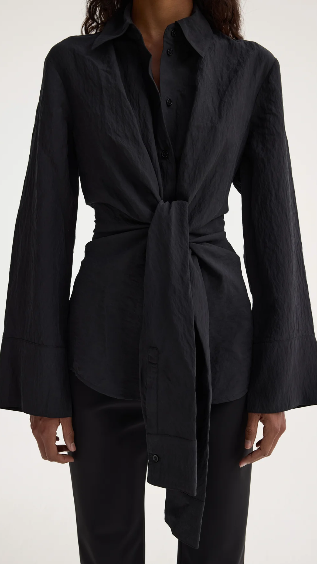 Rohe Silk Knotted Shirt in Black
