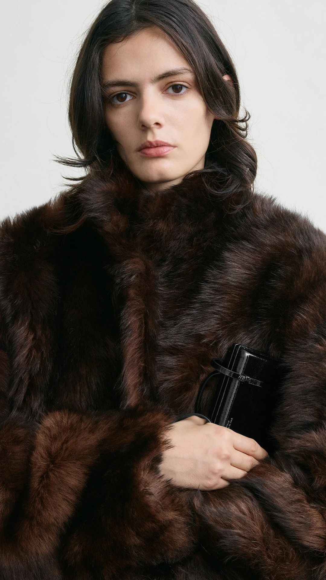 Toteme Silky Shearling Jacket in Dark Brown