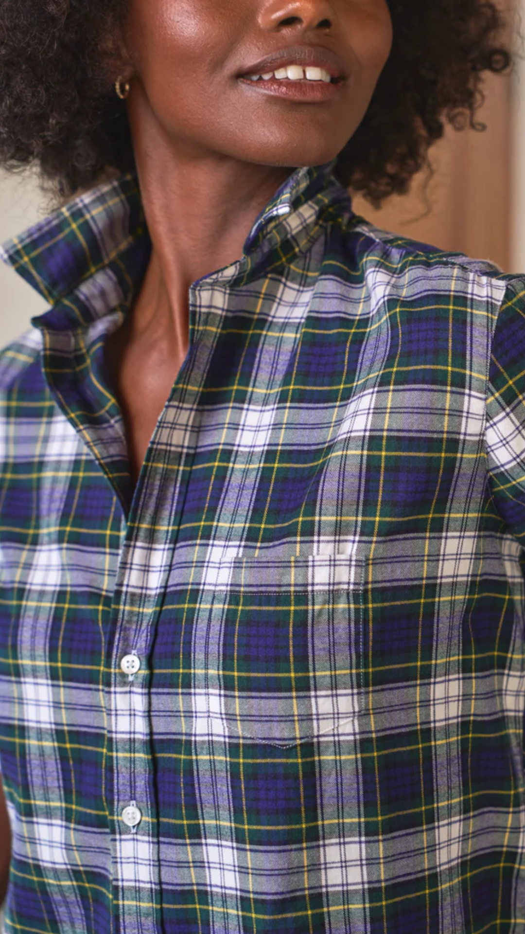 Frank & Eileen Eileen Relaxed Button Up Shirt in Blue and Green with White Plaid