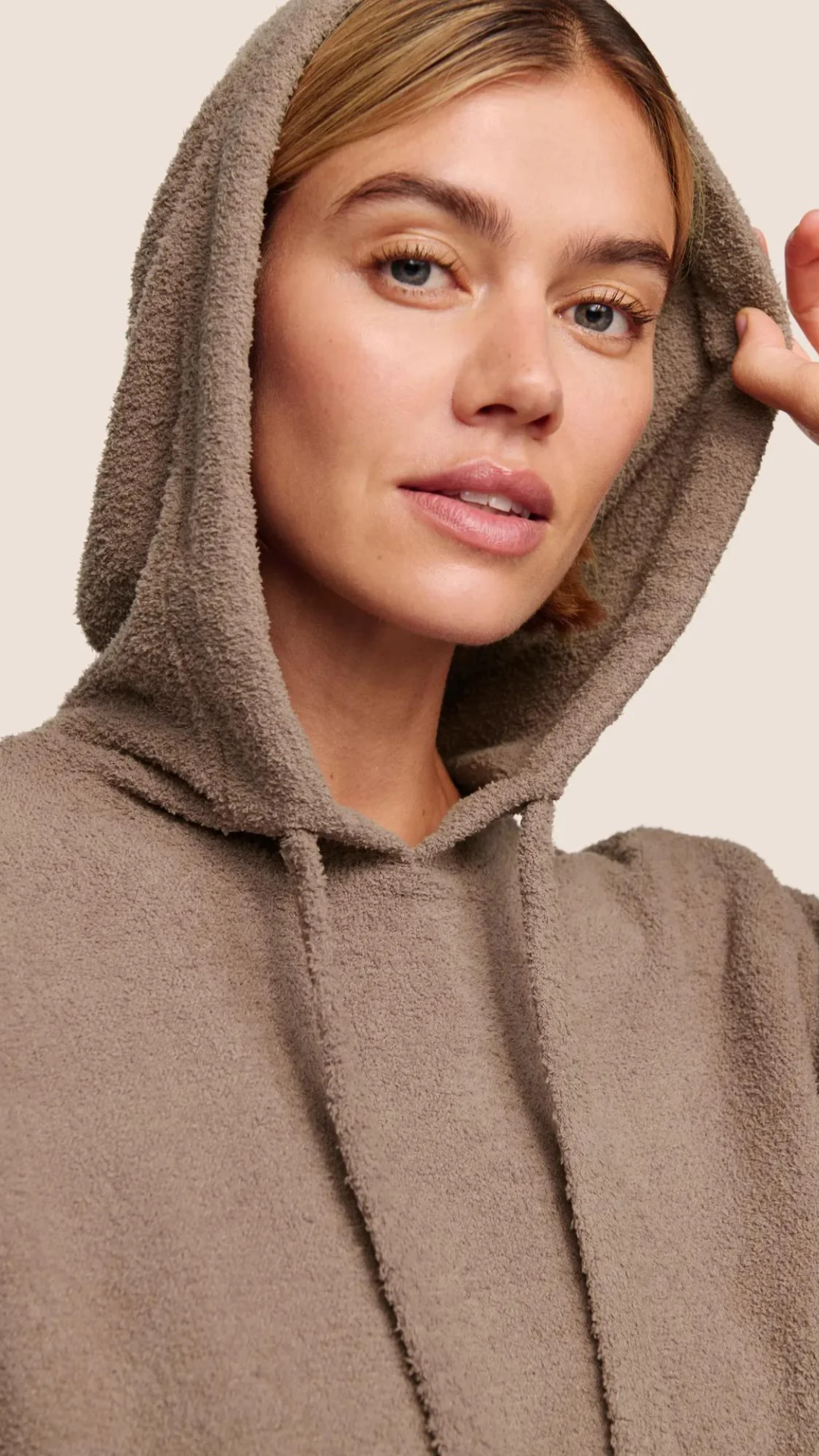Eberjey Boucle Hoodie in Deep Taupe