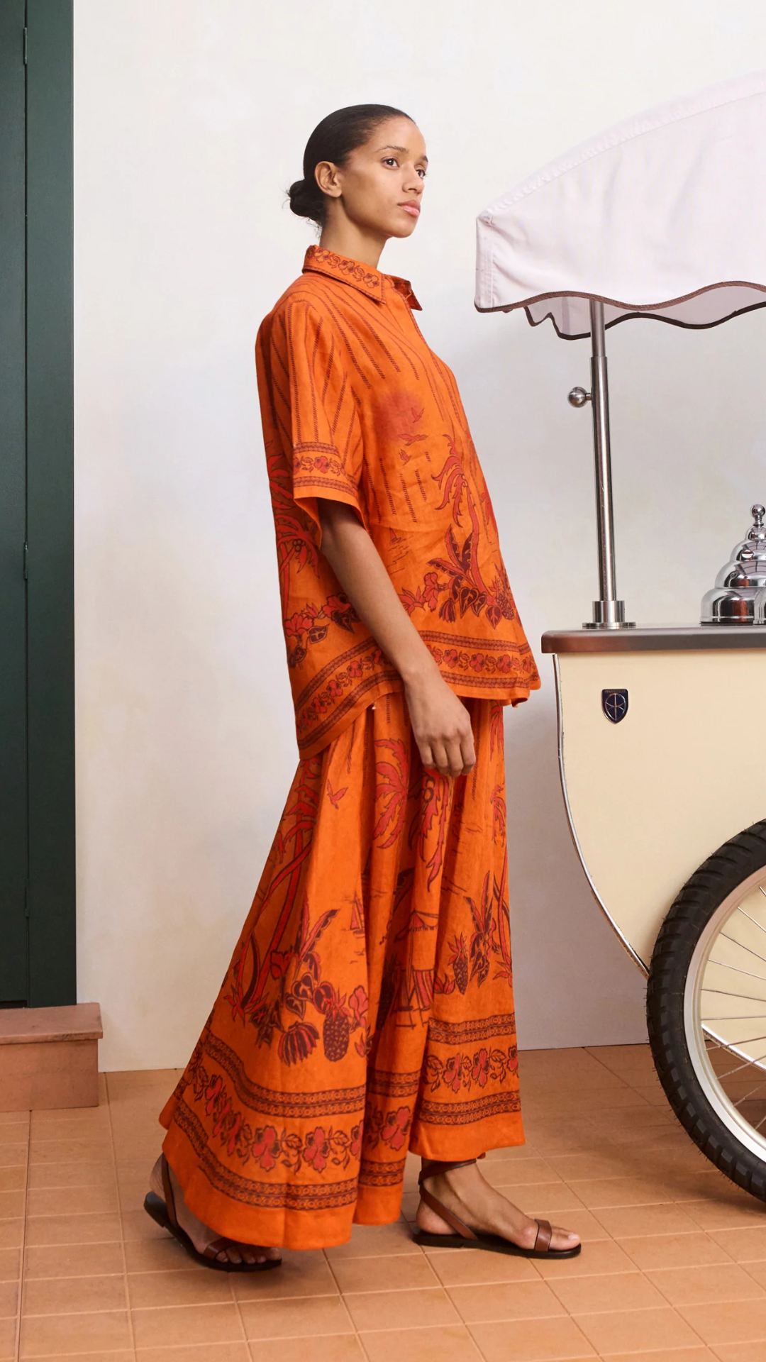 ALÉMAIS Boathouse Midi Skirt in Orange
