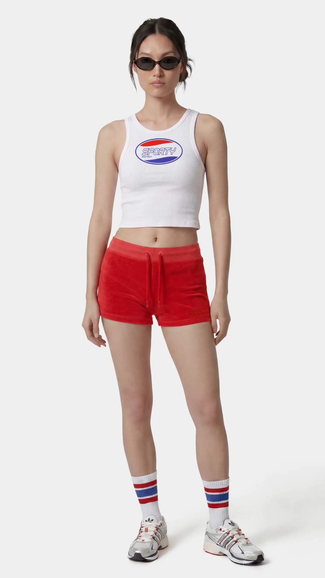 Sporty & Rich Britney Ribbed Baby Tank in White/Red