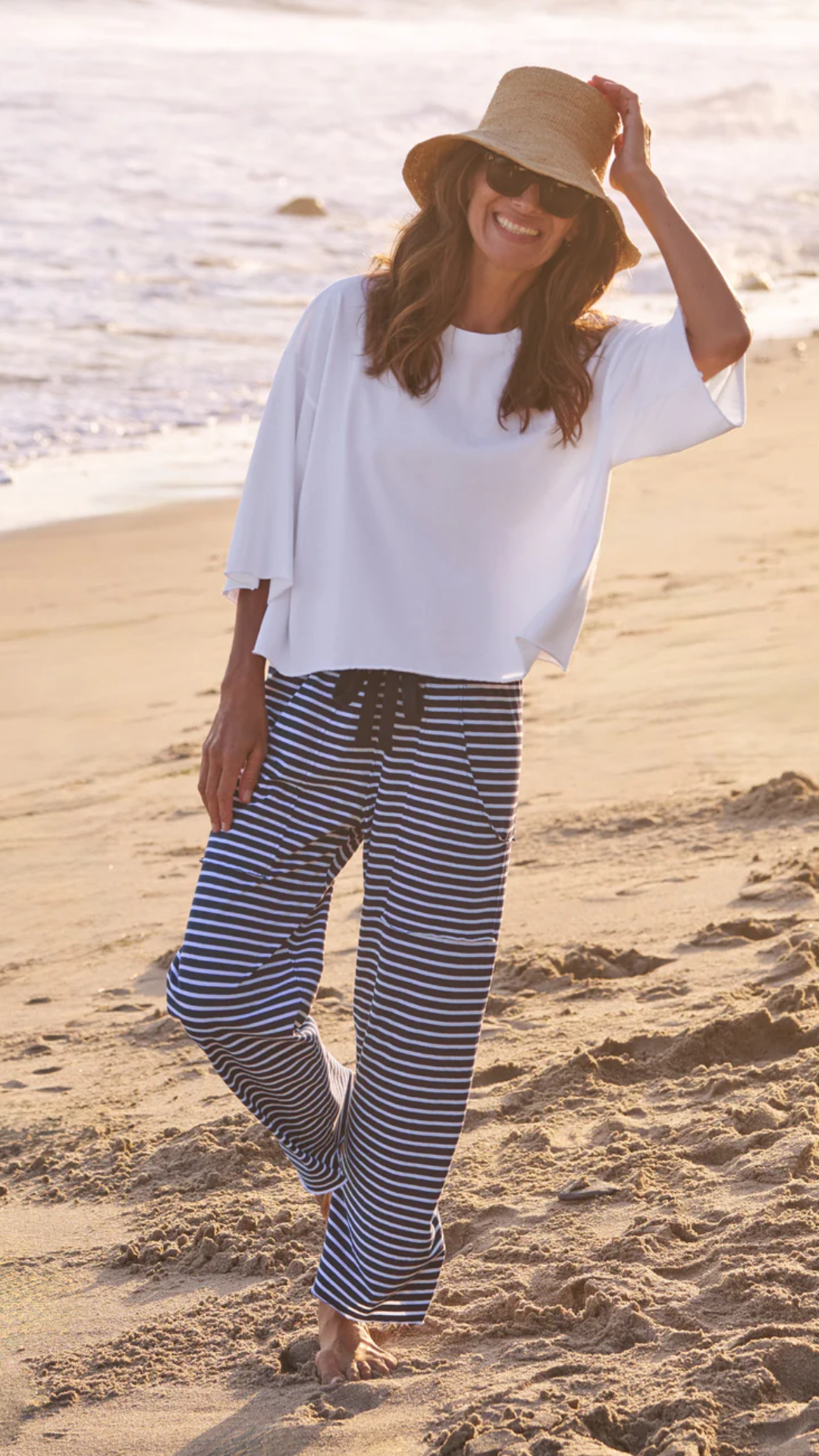 Frank & Eileen Penny Patch Pocket Pant in Yacht Stripe