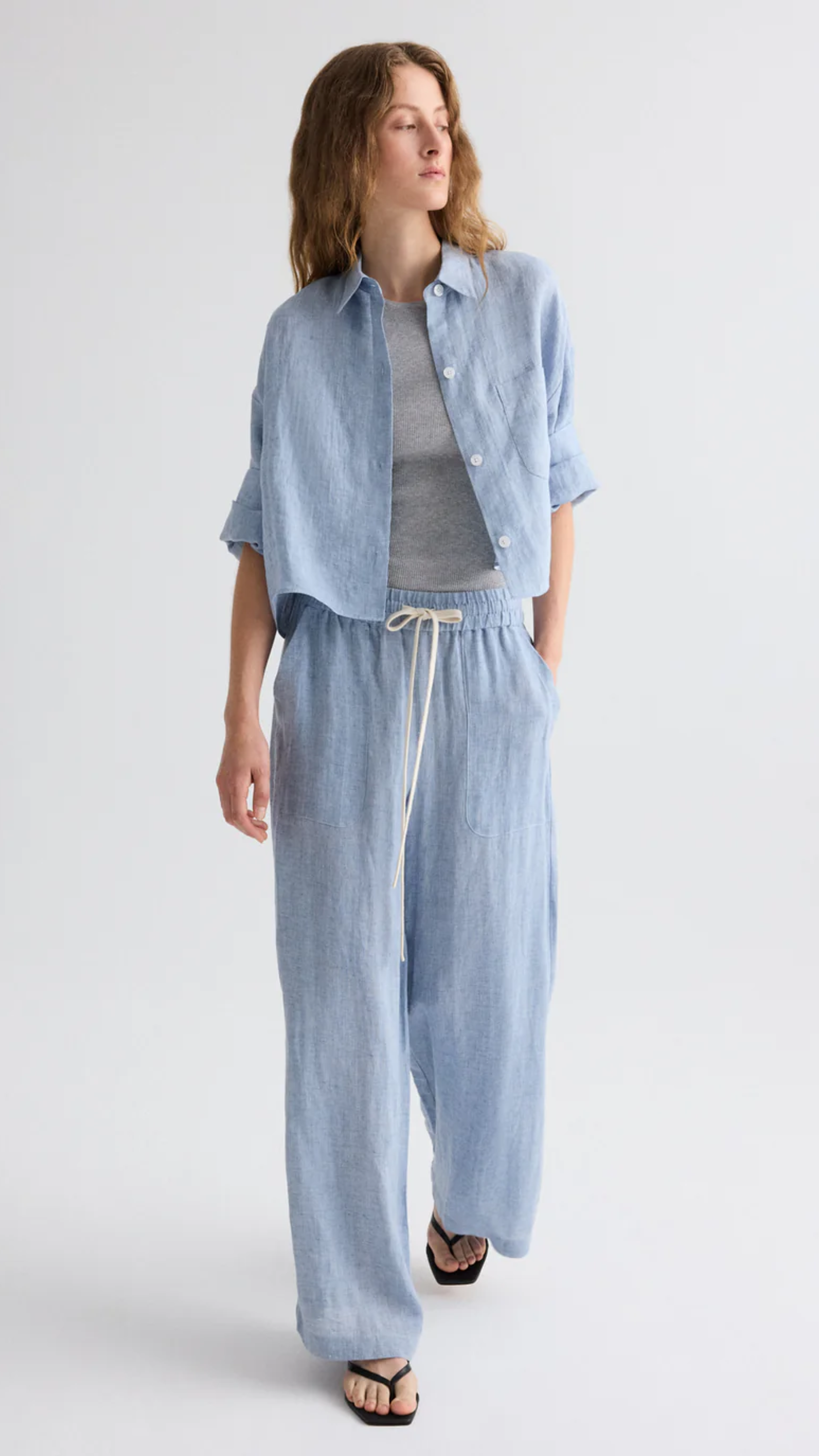 TWP Main St Washed Hemp Denim Pant in Light Indigo