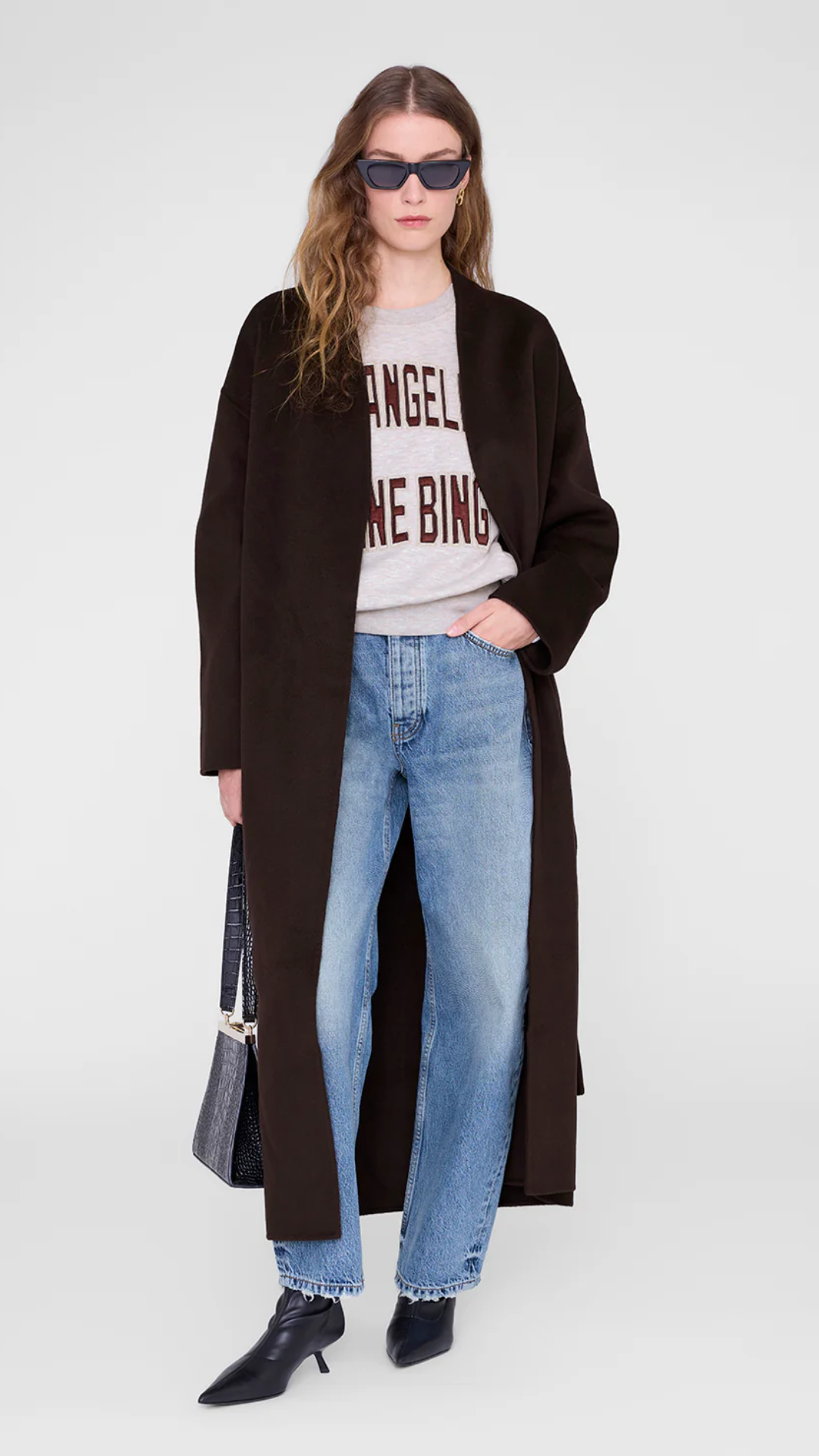 Anine Bing Harry Shrunken Sweatshirt in Beige