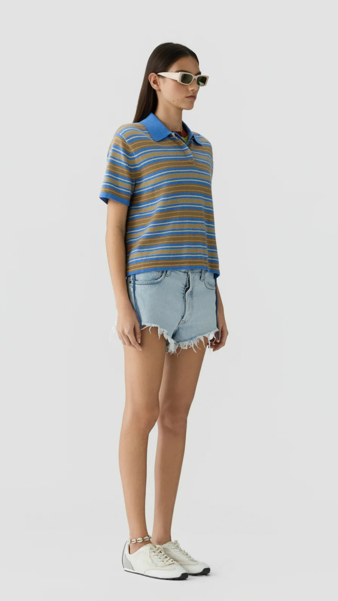 Guest In Residence Stripe Rugby Polo in Delft Blue Combo