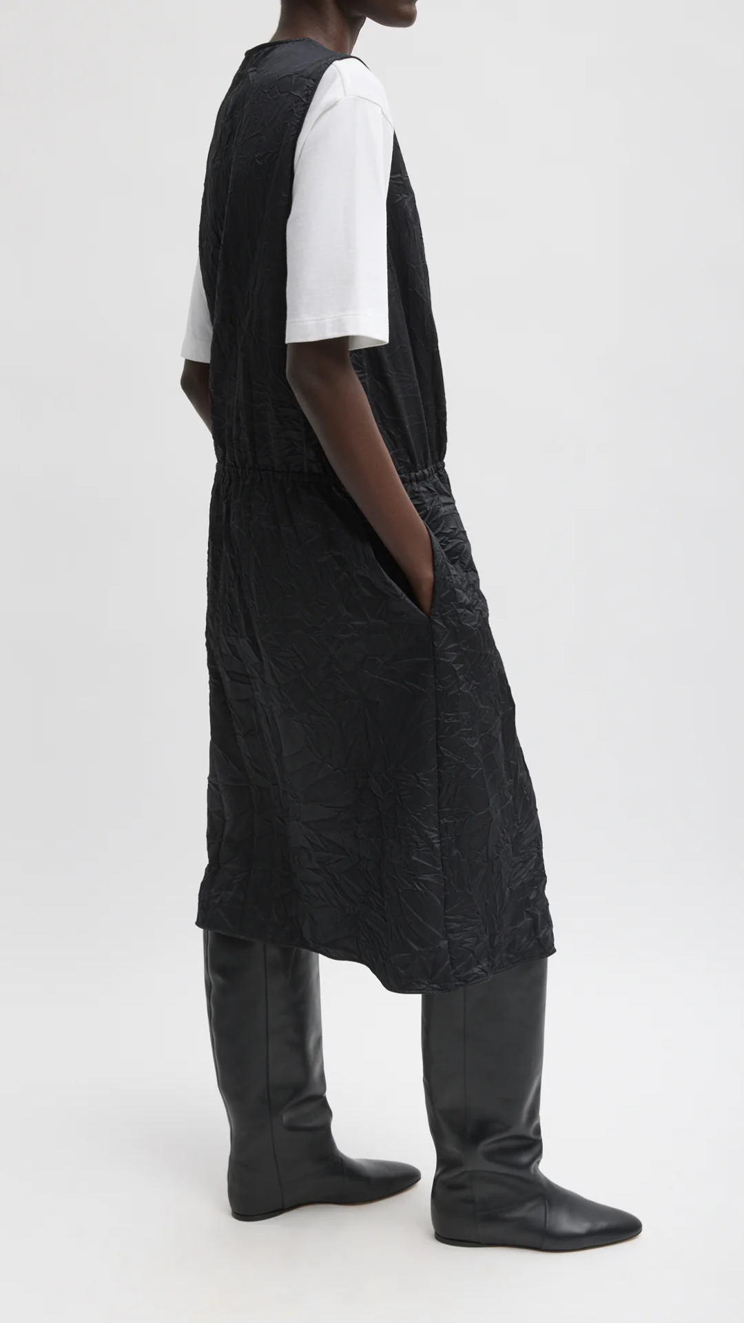 Tibi Tech Crush Wrap Dress in Black