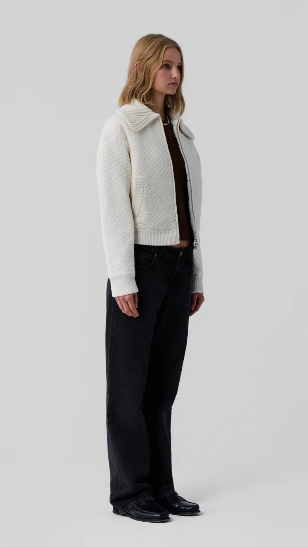 Guest in Residence Cross Country Bomber in Cream