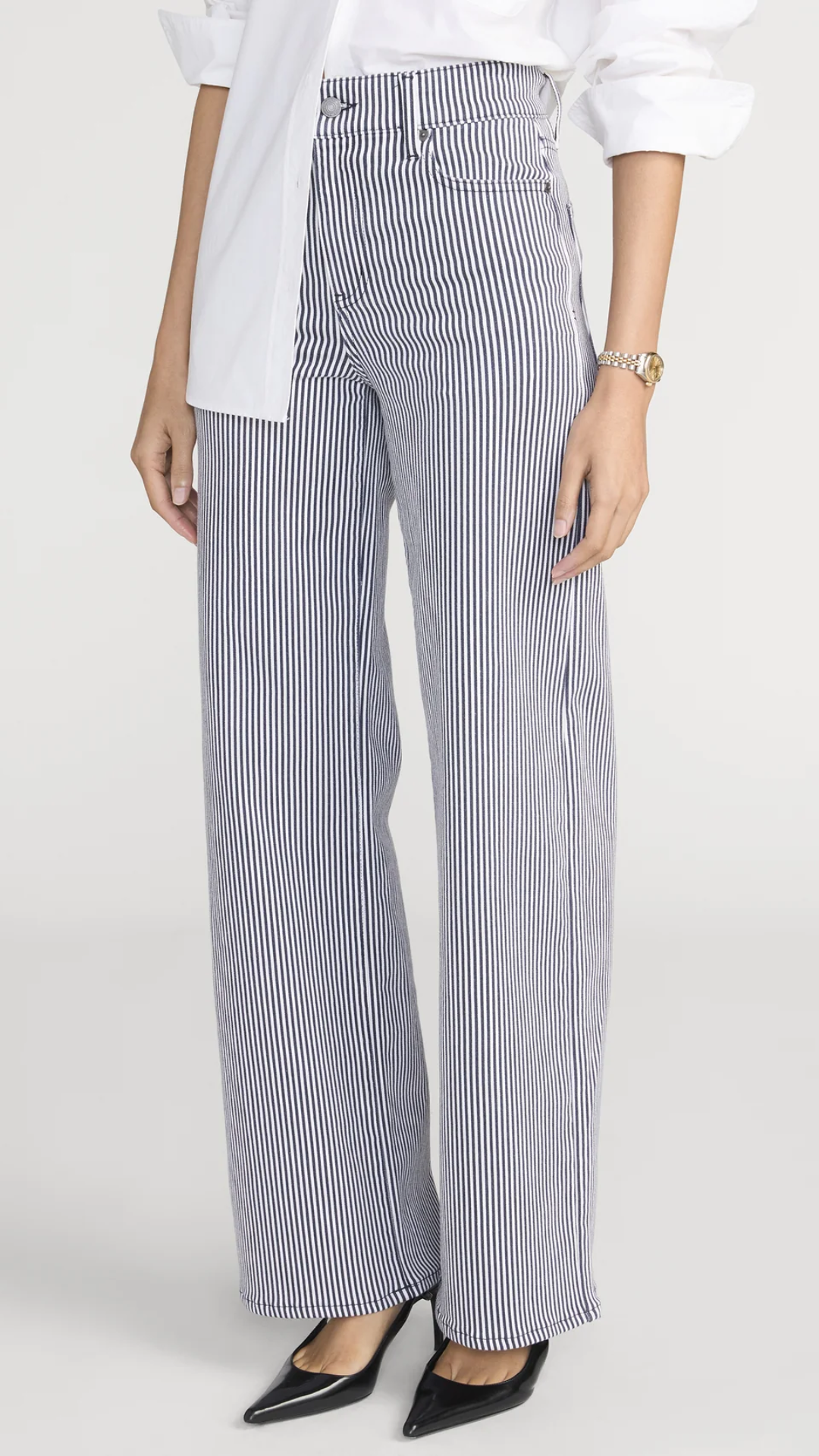 Frame Le Slim Palazzo Jean in Navy Stripe