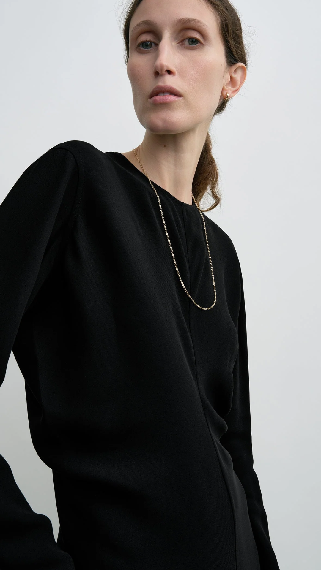 Toteme Long Sleeve Slouch Waist Dress in Black